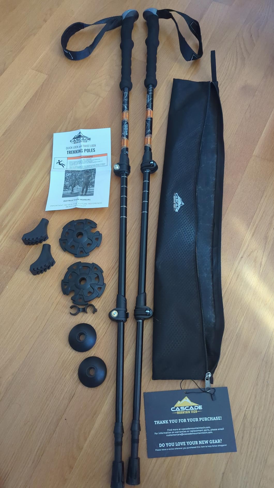 Cascade Mountain Tech Lightweight Aircraft-Grade Aluminum Trekking Poles with Extended Down Grip Plus Tip Kit - Customer Photo 2