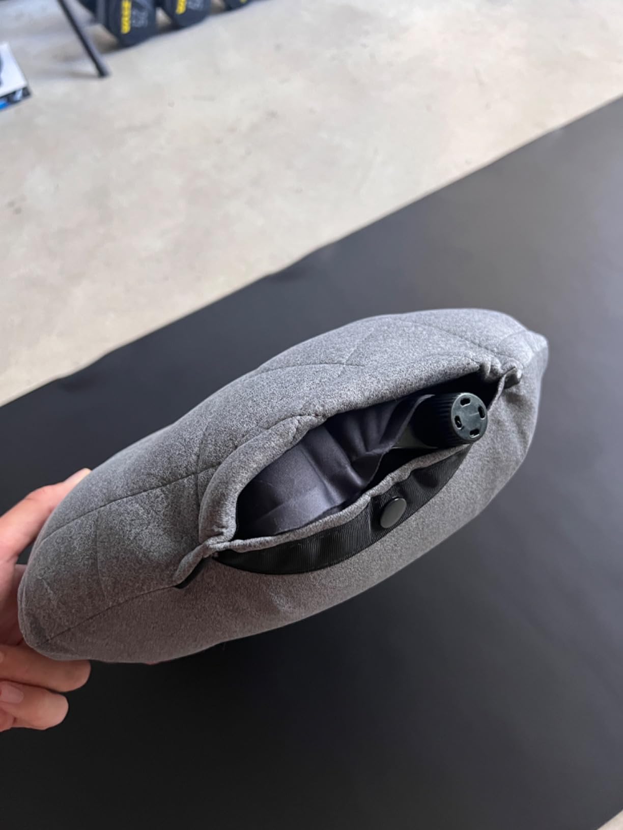 Klymit Luxe Travel Pillow, Lightweight Inflatable Hybrid Airplane, Backpacking, Hammock, and Camping Pillow, Grey Customer Review Klymit Luxe Travel Pillow, Lightweight Inflatable Hybrid Airplane, Backpacking, Hammock, and Camping Pillow, Grey - Customer Photo 2