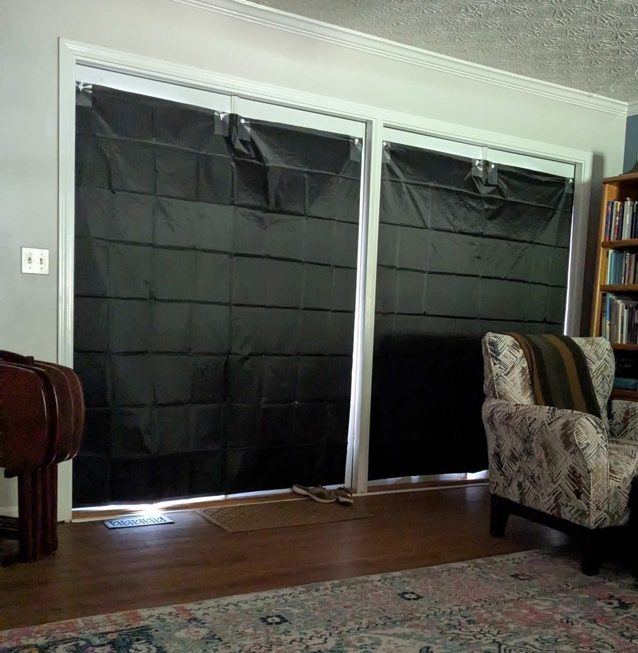 Blackout Drapery Shade Fabric Black and Silver 100 Percent Shading Light Waterproof Sunshade Cloth Light Weight (6Yards) - Customer Photo 1