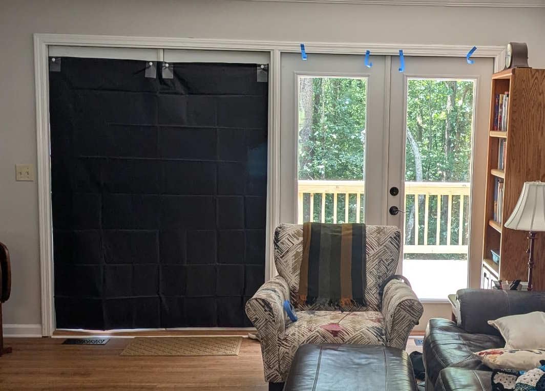 Blackout Drapery Shade Fabric Black and Silver 100 Percent Shading Light Waterproof Sunshade Cloth Light Weight (6Yards) - Customer Photo 2