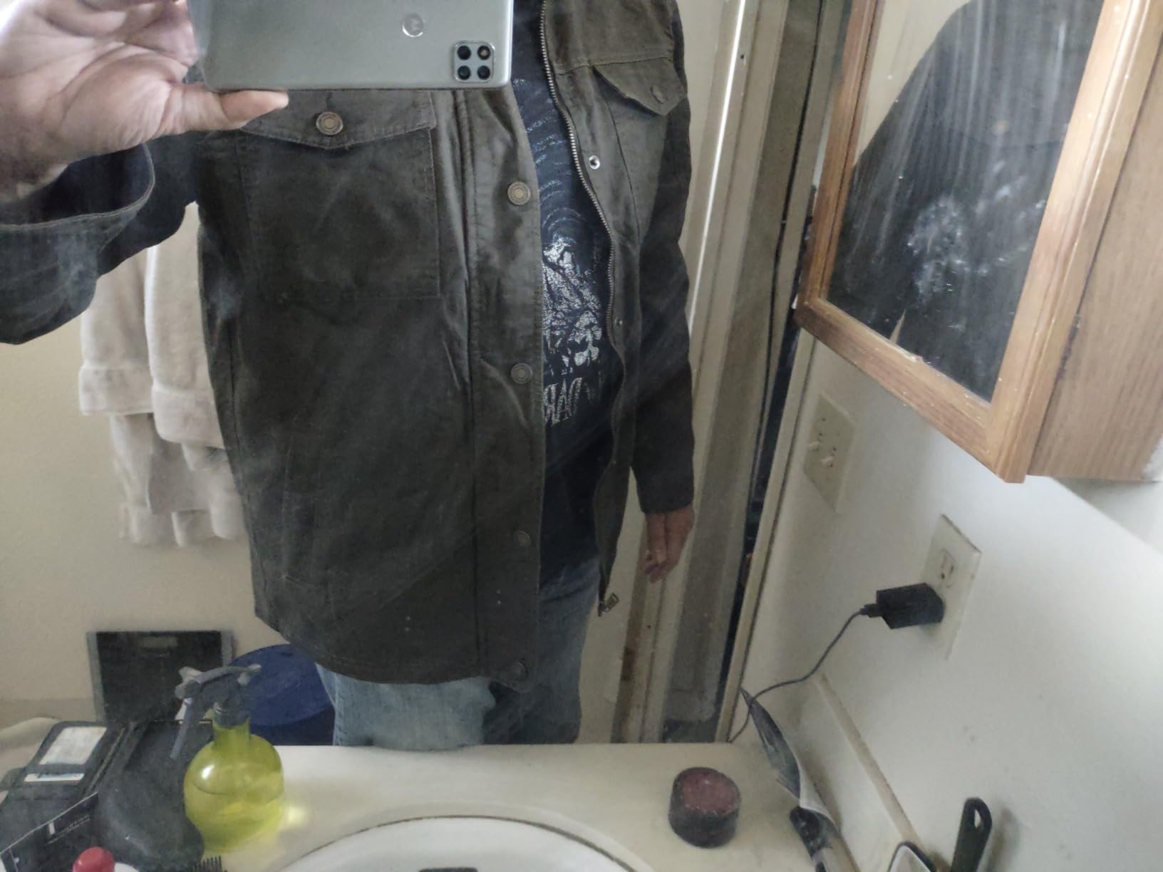 WenVen Men's Casual Canvas Cotton Military Lapel Jacket - Customer Photo 1