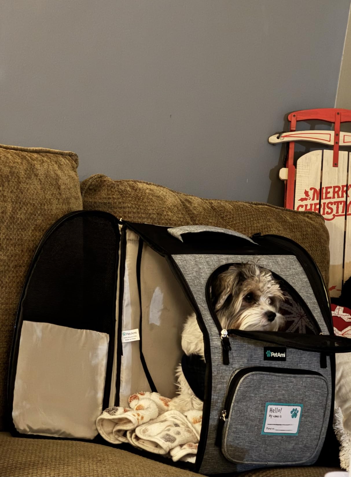 PetAmi Dog Backpack Carrier, Ventilated Pet Hiking Backpack Travel Bag, Airline Approved, Up to 18lbs, Grey customer photo 2