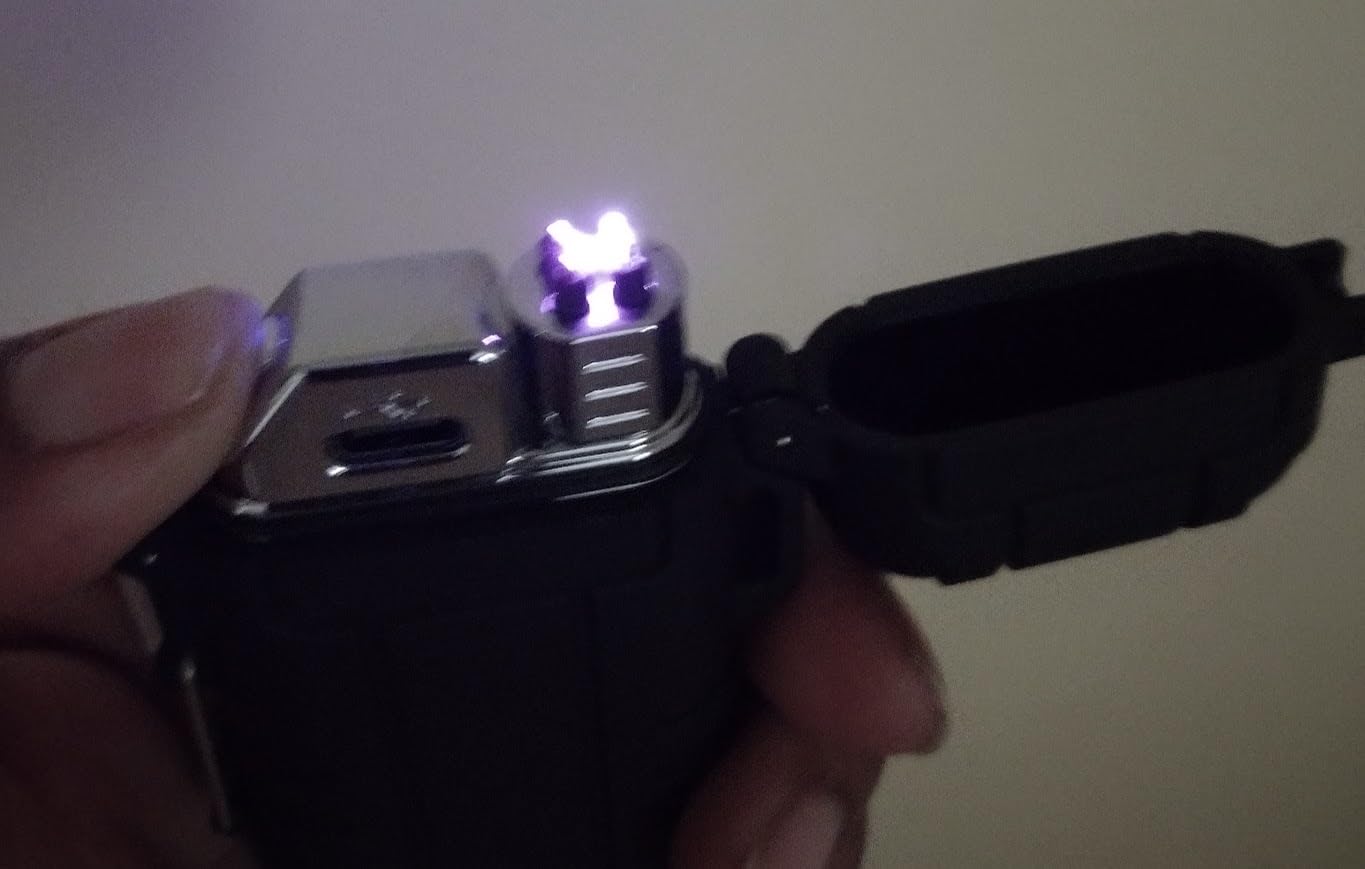 LcFun Waterproof Electric Dual Arc Lighter USB Rechargeable Outdoor Windproof Flameless Plasma Lighters for Camping, Hiking, Adventure, Survival Tactical Gear Valentines Day Gifts for Him - Customer Photo 1