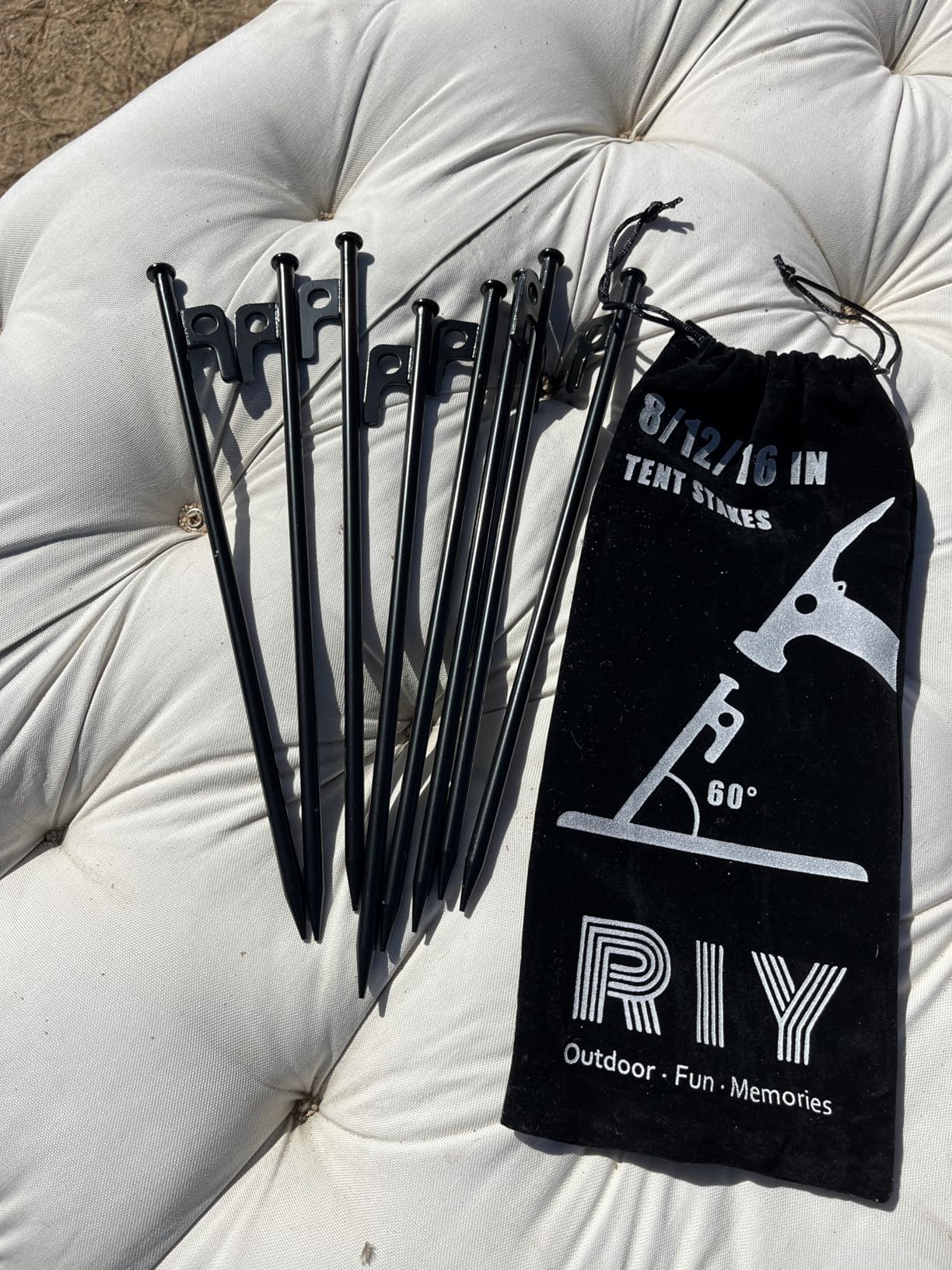 8 Pack Tent Stakes Heavy Duty 12 inch Steel Tent Pegs for Camping Unbreakable and Inflexible - Customer Photo 1