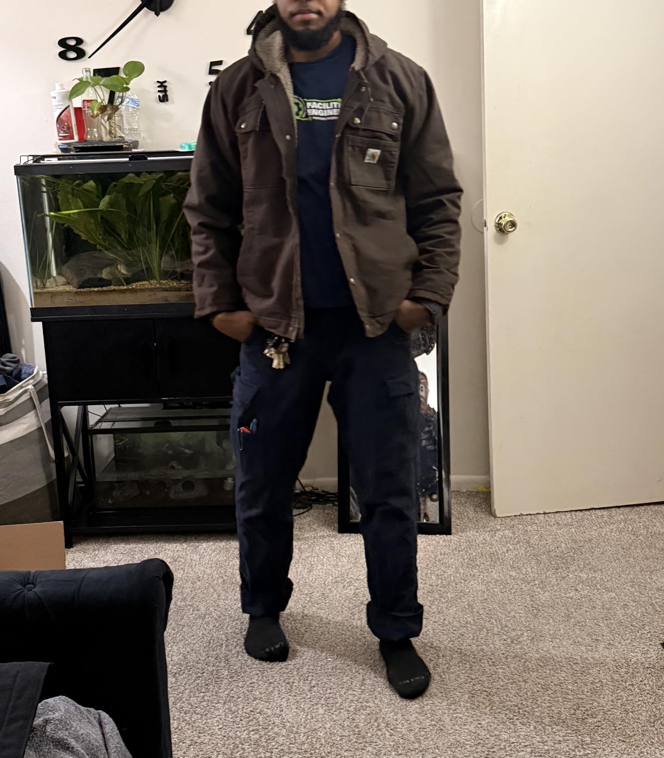 Carhartt Men's Relaxed Fit Washed Duck Sherpa-Lined Utility Jacket - Customer Photo 1