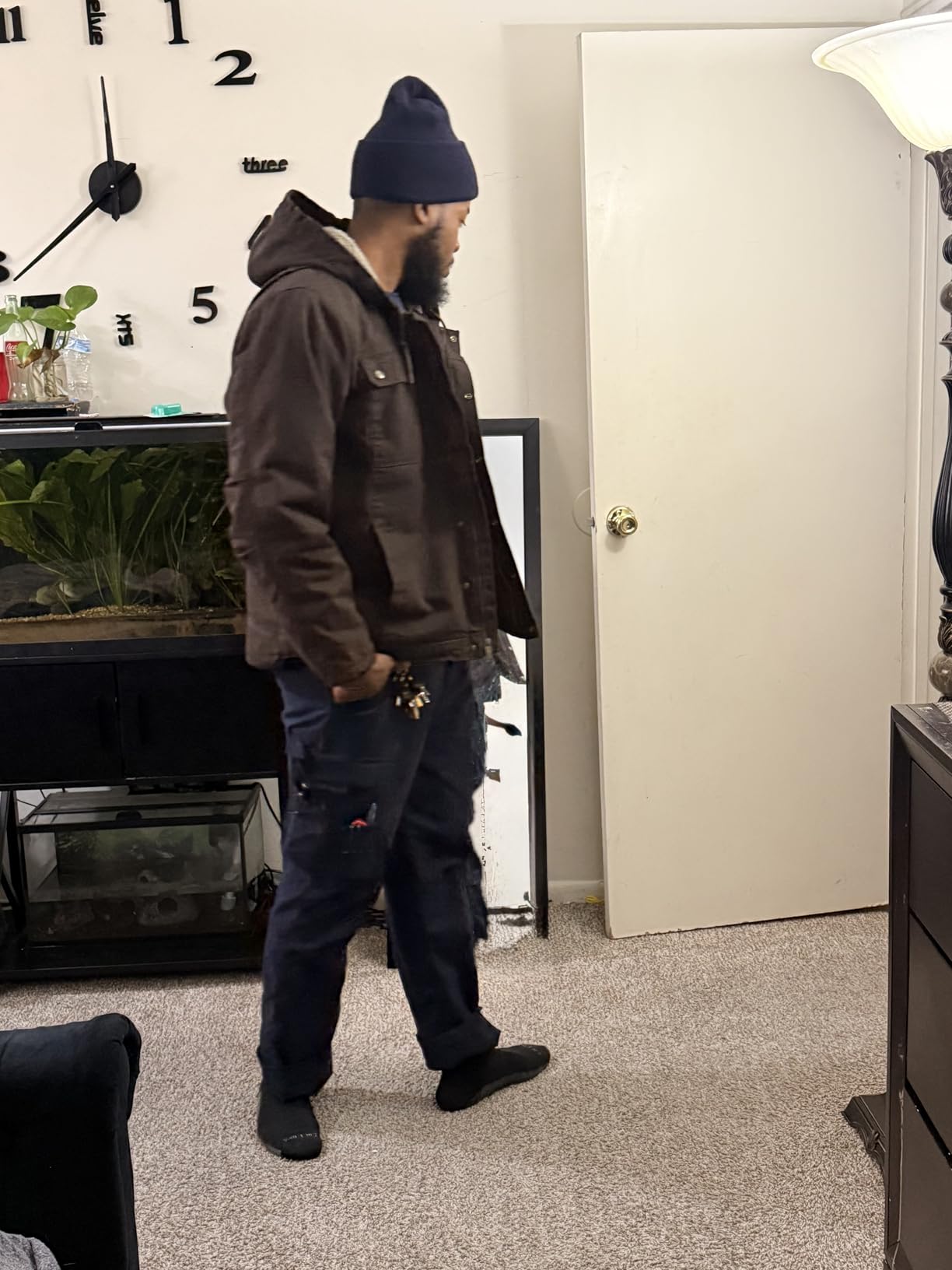 Carhartt Men's Relaxed Fit Washed Duck Sherpa-Lined Utility Jacket - Customer Photo 2