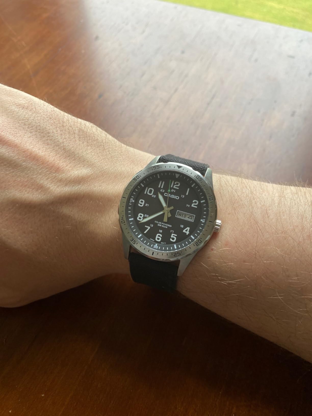 Casio MTPS120L Series Unisex Analog Watch, Solar Powered, 100M Water Resistant, Stainless Steel Case with Military Styling - Customer Photo 4