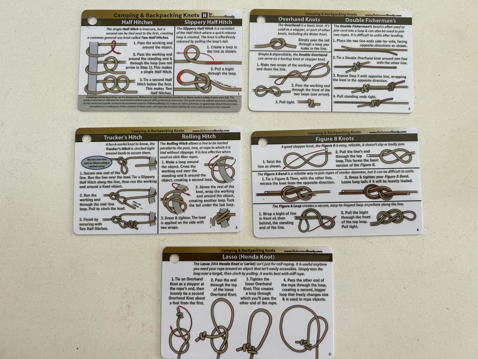 ReferenceReady Outdoor Knots - Waterproof Knot Tying Cards with Mini Carabiner - Includes 22 Rope Knots for Camping, Backpacking, and Scouting Scenarios - Customer Photo 1