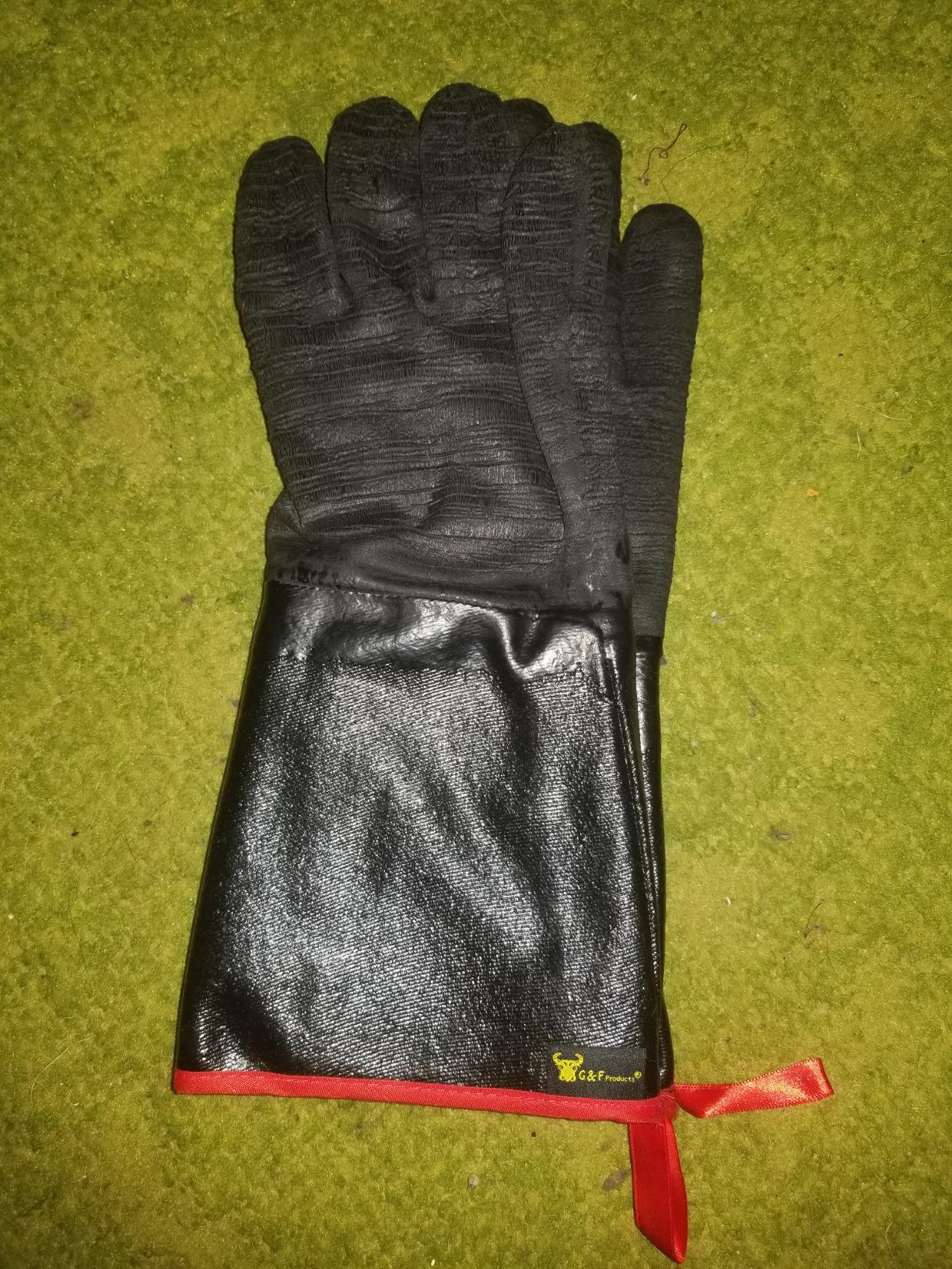 G & F Premium Leather BBQ Gloves, Heat & Fire Resistant, Suede Palm, Puncture & Cut Resistant, Cotton Lining, Ideal for Grilling, Animal Handling, Gardening, Thorn Pruning, Fire Pit & Outdoor Work - Customer Photo 1