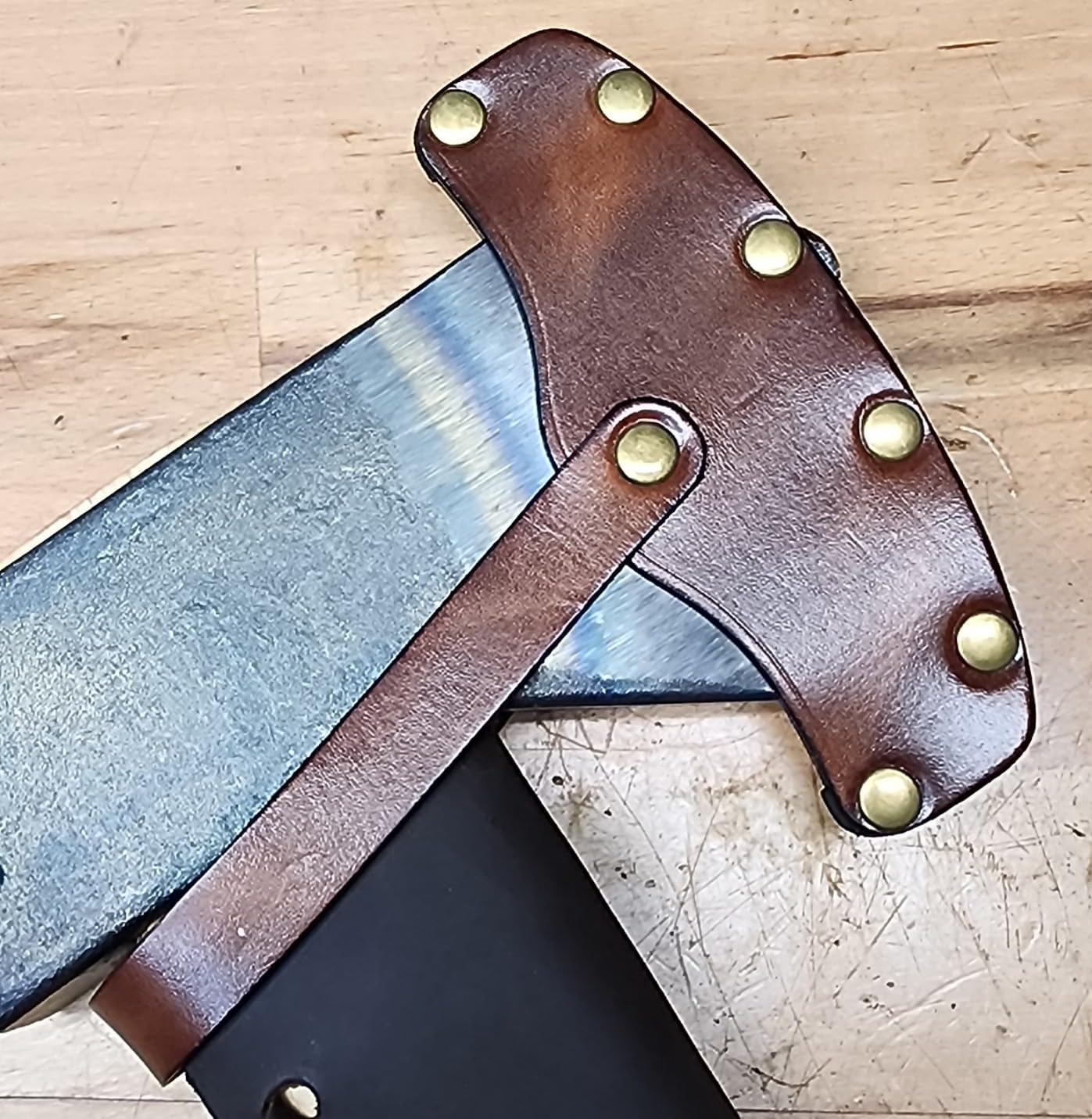 TOURBON Vintage Leaher Hatchet Axe Head Cover Sheath Customer Review TOURBON Vintage Leaher Hatchet Axe Head Cover Sheath - Customer Photo 2