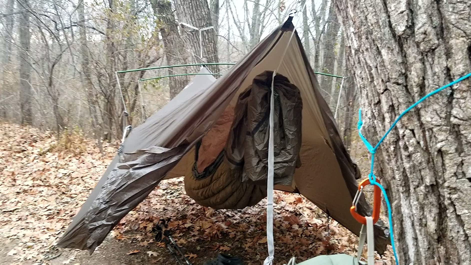 onewind 12×10 ft Hammock Tarp, Ultralight Tarp Silnylon Hammock Rain Fly Lightweight Waterproof Camping Tent Tarp with Doors, Easy to Setup with Stuff Sack, Tent Stakes, OD Green Customer Review onewind 12×10 ft Hammock Tarp, Ultralight Tarp Silnylon Hammock Rain Fly Lightweight Waterproof Camping Tent Tarp with Doors, Easy to Setup with Stuff Sack, Tent Stakes, OD Green - Customer Photo 2