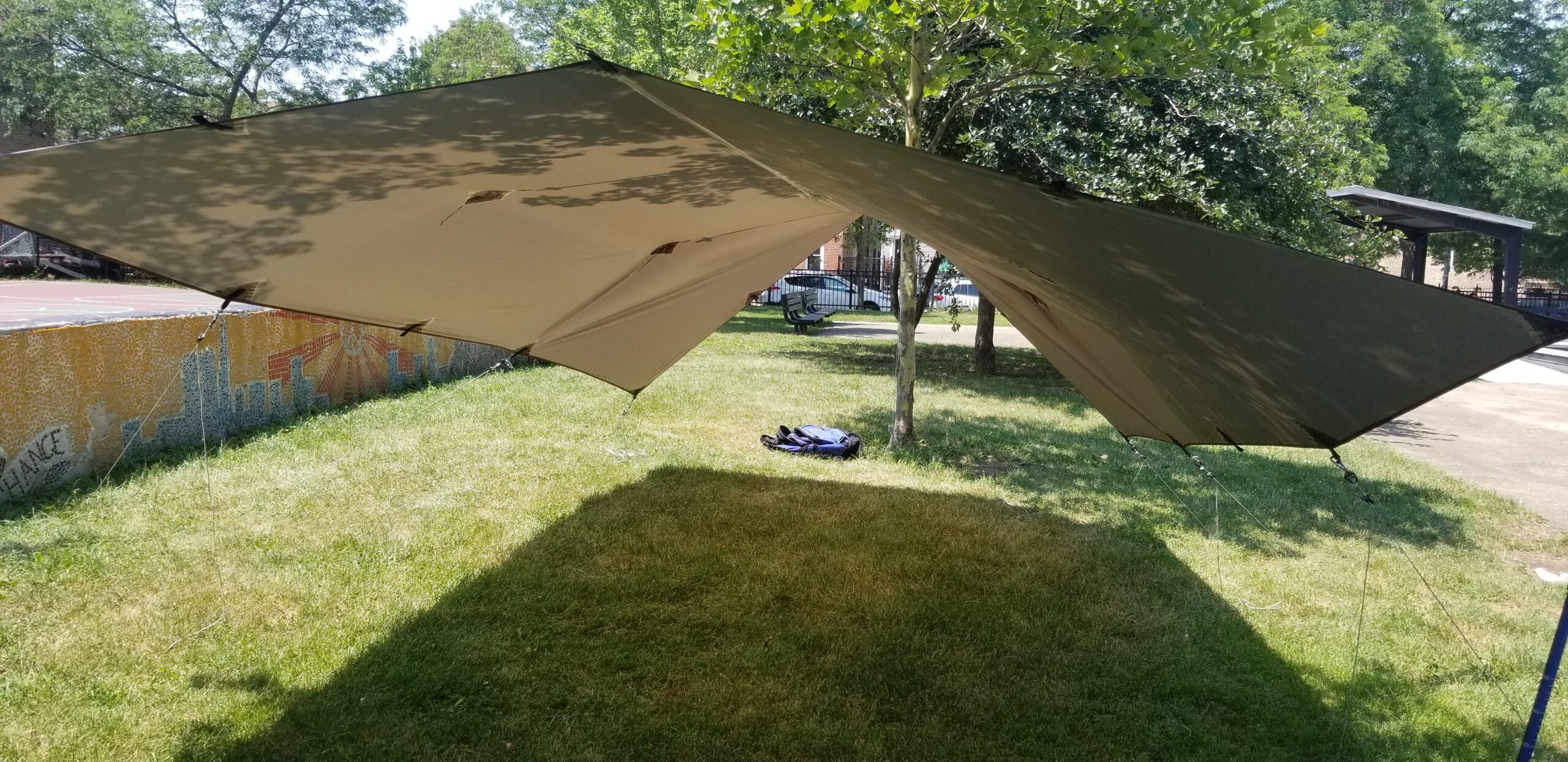 onewind 12x10 ft Hammock Tarp, Ultralight Tarp Silnylon Hammock Rain Fly Lightweight Waterproof Camping Tent Tarp with Doors, Easy to Setup with Stuff Sack, Tent Stakes, OD Green - Customer Photo 4