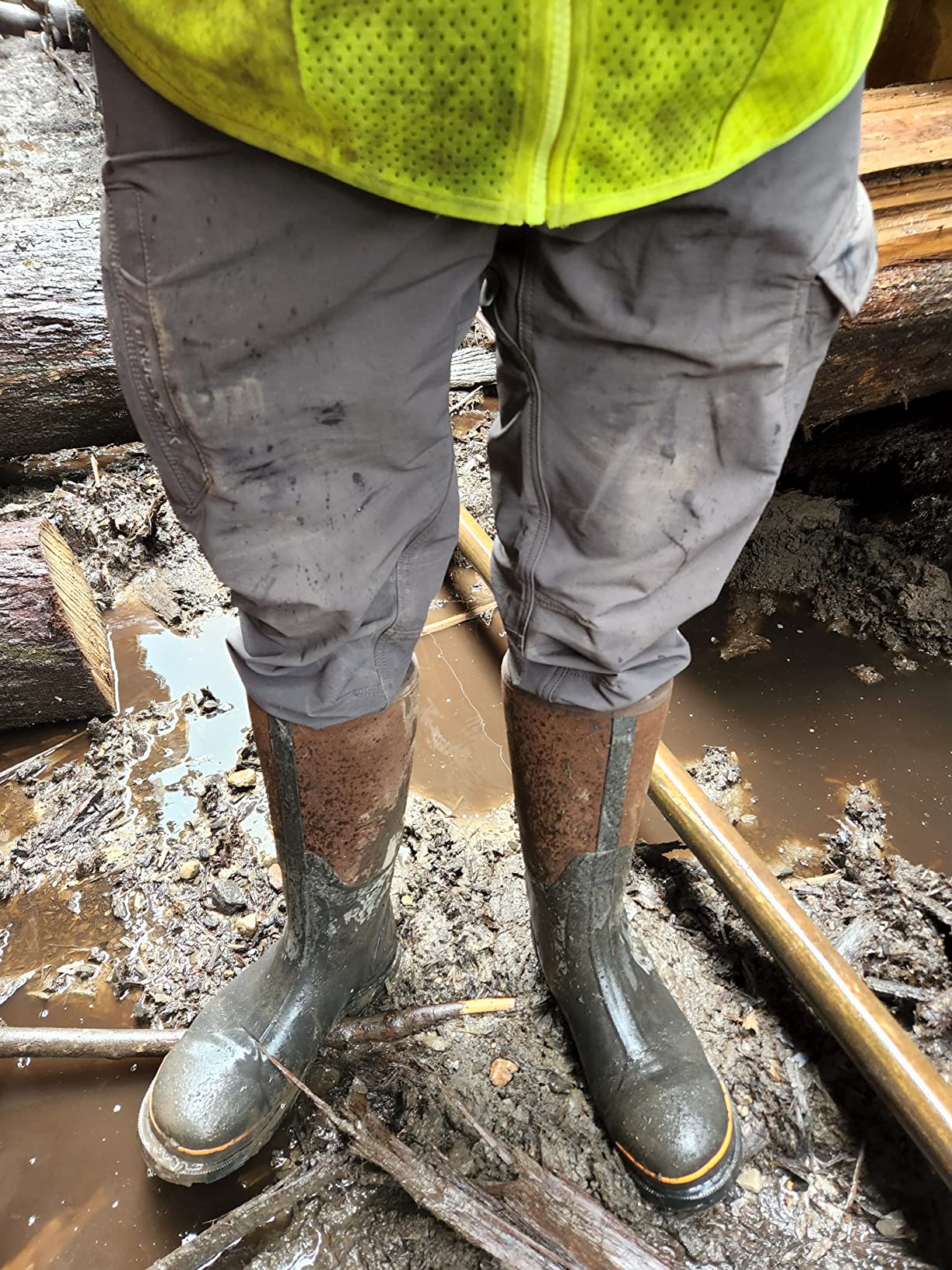 TIDEWE Rubber Work Boot for Men with Steel Toe & Shank, Waterproof Anti Slip Hunting Boot, 6mm Neoprene Hunting Boot for Manufacturing, Construction, Farming - Customer Photo 4