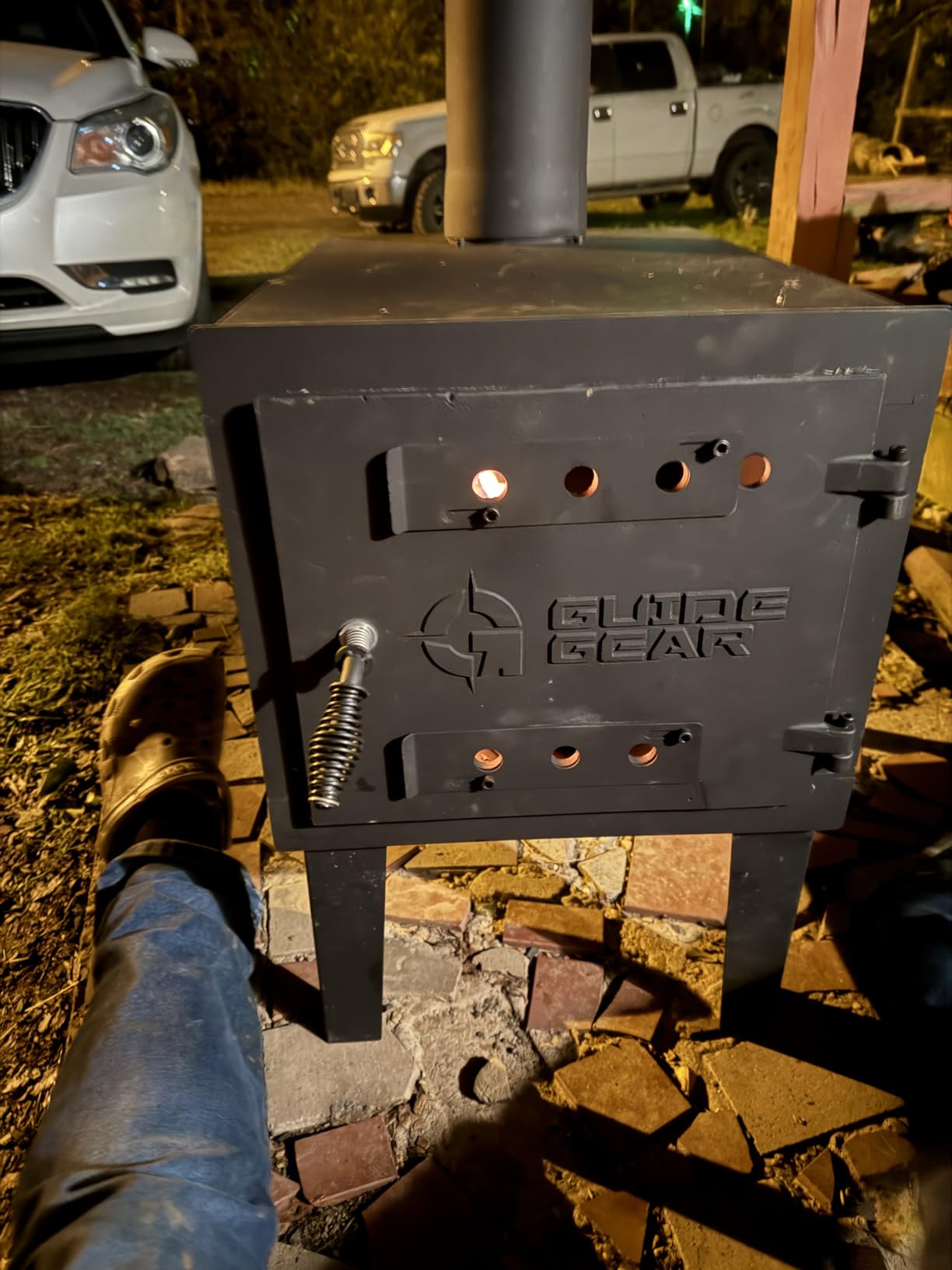 Guide Gear Large Outdoor Wood Burning Stove Portable with Chimney Pipe for Cooking, Camping, Tent, Hiking, Fishing, Backpacking - Customer Photo 2