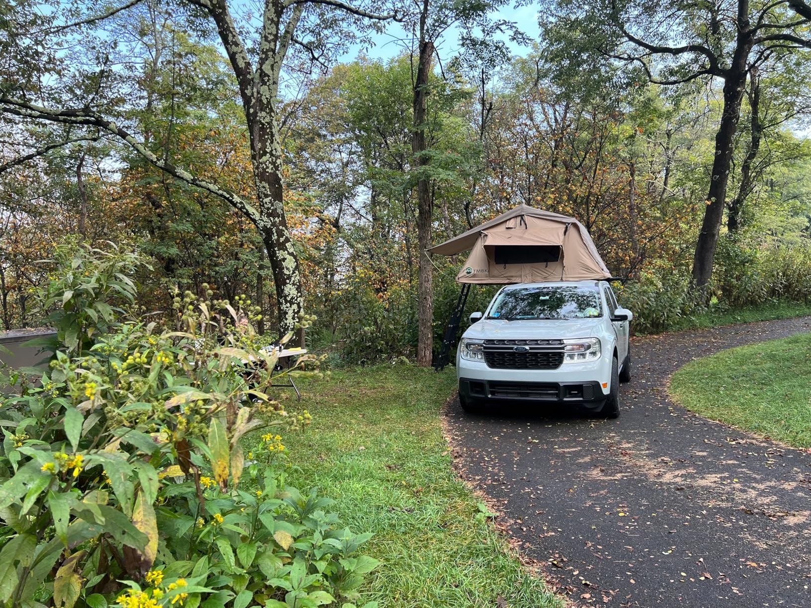 Overland Vehicle Systems TMBK 3 Person Roof Top Tent with Rain Fly Tan Body & Green Rainfly - Black Aluminum Base with Black Ladder - Universal Fitment - Customer Photo 2