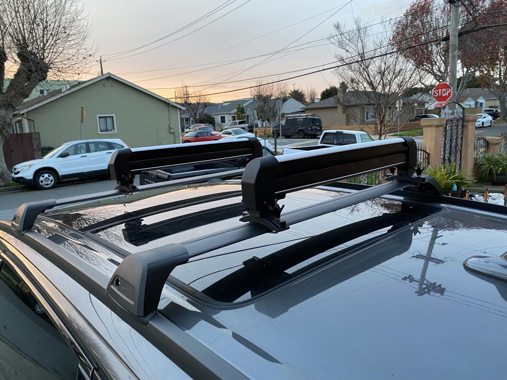 Leader Accessories Car Ski Snowboard Roof Racks, Fits Up to 6 Pairs of Skis or 4 Snowboards, 2 PCS Universal Ski Roof Rack Carriers Snowboard Top Holder, Lockable Fit Most Vehicles Equipped Cross Bars Customer Review Leader Accessories Car Ski Snowboard Roof Racks, Fits Up to 6 Pairs of Skis or 4 Snowboards, 2 PCS Universal Ski Roof Rack Carriers Snowboard Top Holder, Lockable Fit Most Vehicles Equipped Cross Bars - Customer Photo 2