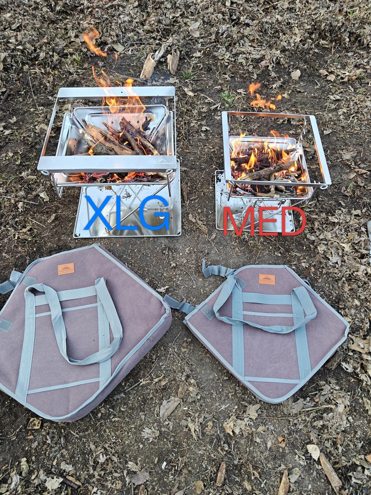 CAMPINGMOON Portable Stainless Steel Wood Burning Grill and Fire Pit 20-inch with Carrying Bag MT-055 - Customer Photo 1