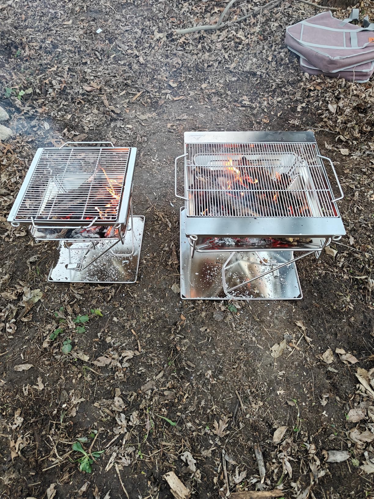 CAMPINGMOON Portable Stainless Steel Wood Burning Grill and Fire Pit 20-inch with Carrying Bag MT-055 - Customer Photo 2