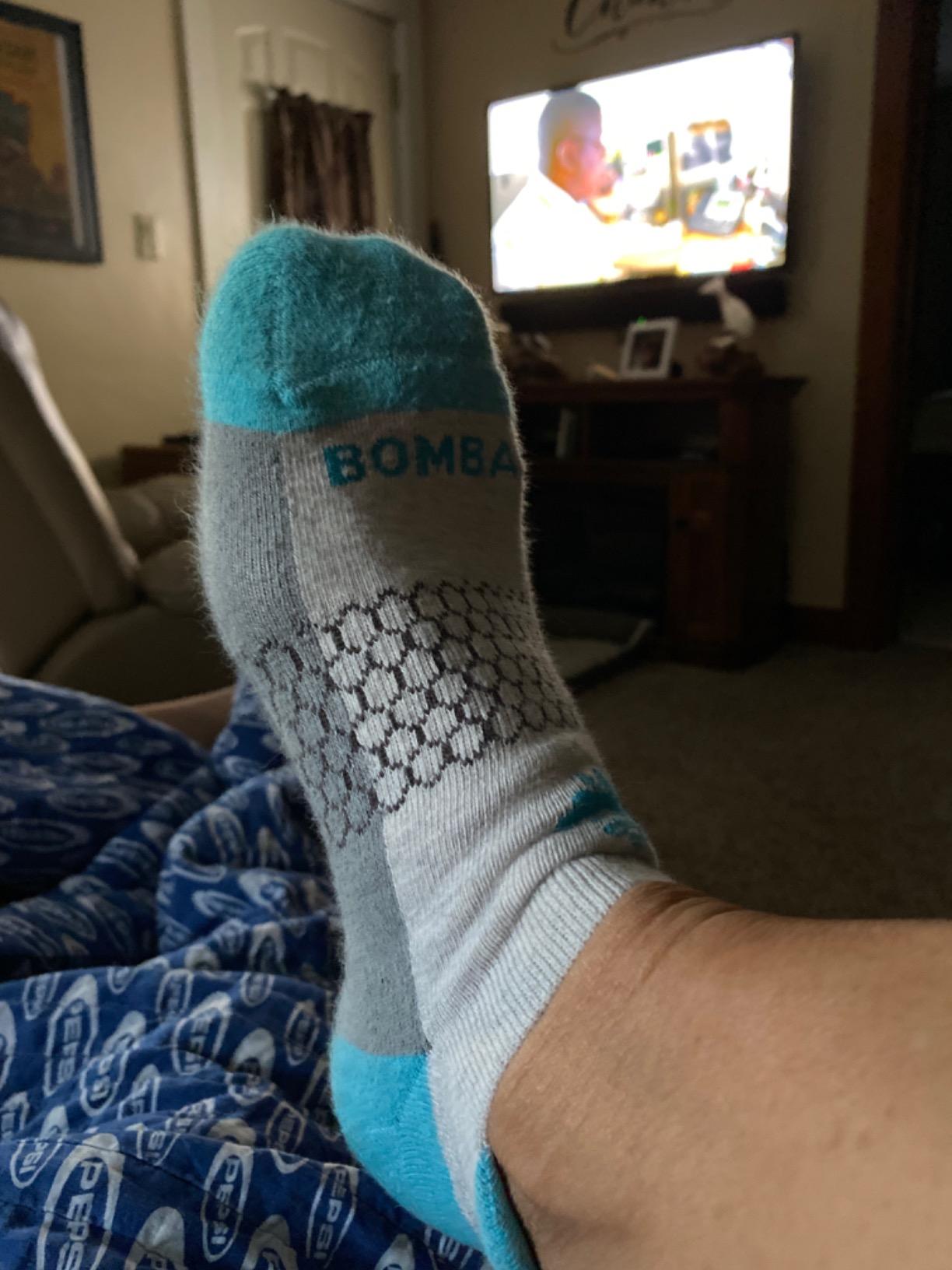 Bombas Women's Originals Ankle Socks, (Grey/Blue) Customer Review Bombas Women's Originals Ankle Socks, (Grey/Blue) - Customer Photo 1