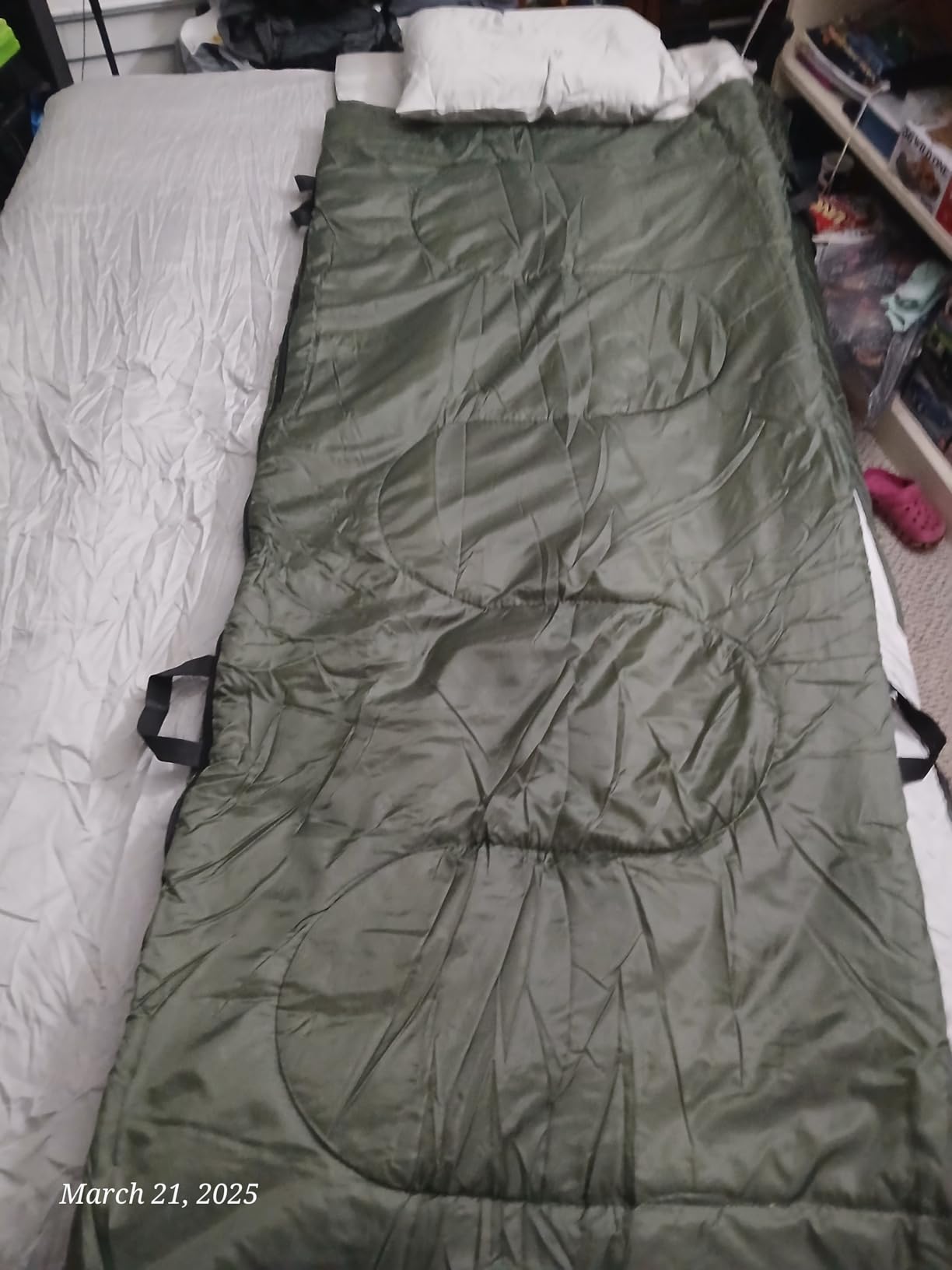 Outsunny 2-Person Folding Camping Cot Portable Outdoor Bed Set with Sleeping Bag, Inflatable Air Mattress, Comfort Pillows and Carry Bag - Customer Photo 1