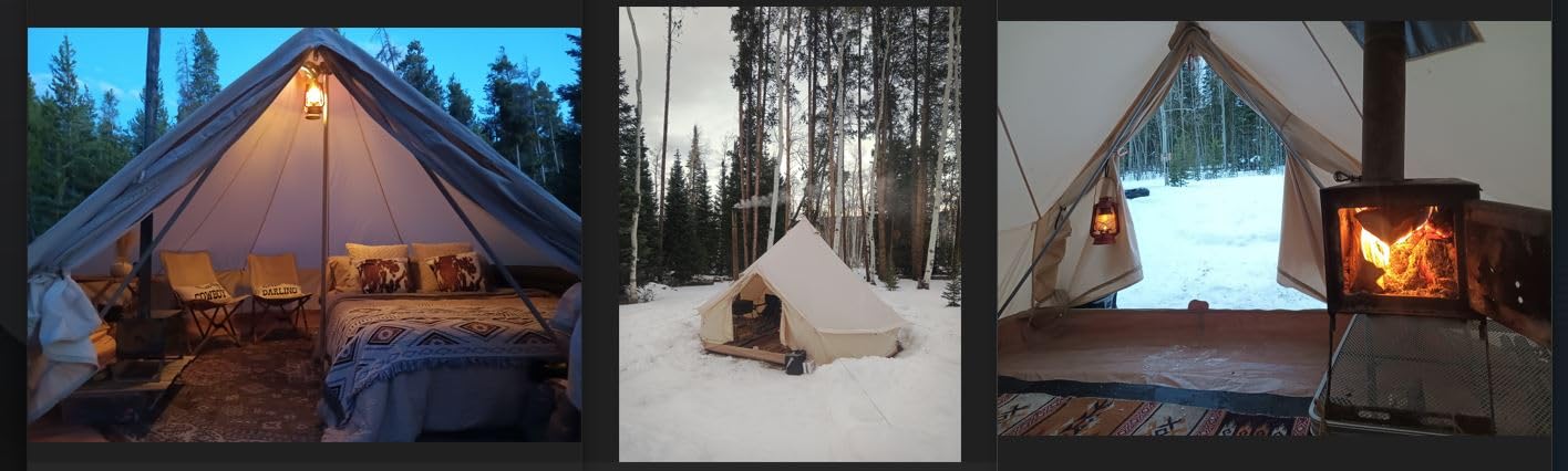 MC TOMOUNT Canvas Tent Bell Tent Yurt with Stove Jack Zipped Removable Floor for Glamping Truck Car Camping - Customer Photo 1