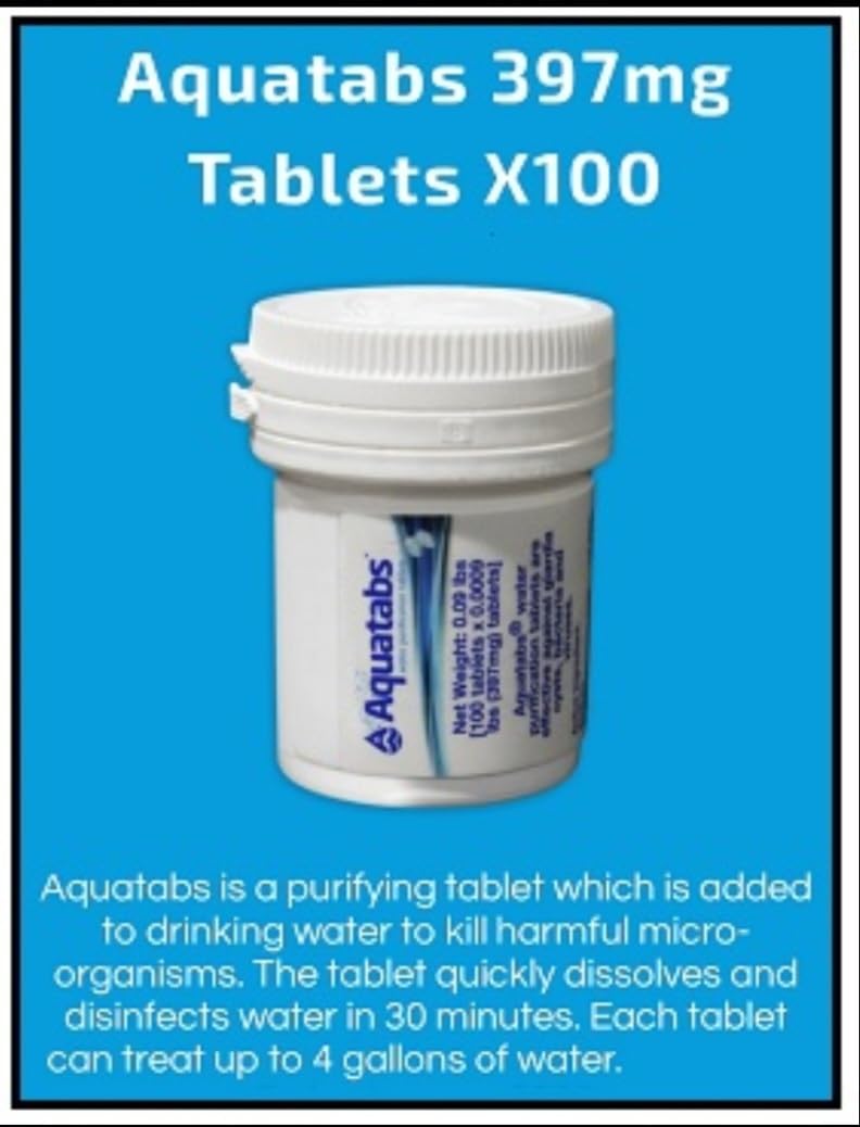Aquatabs 49mg Water Purification Tablets (50 Pack). Water Filtration System for Hiking, Backpacking, Camping, Emergencies, Survival, and Home-Use. Easy to Use Treatment and Disinfection. Customer Review Aquatabs 49mg Water Purification Tablets (50 Pack). Water Filtration System for Hiking, Backpacking, Camping, Emergencies, Survival, and Home-Use. Easy to Use Treatment and Disinfection. - Customer Photo 1