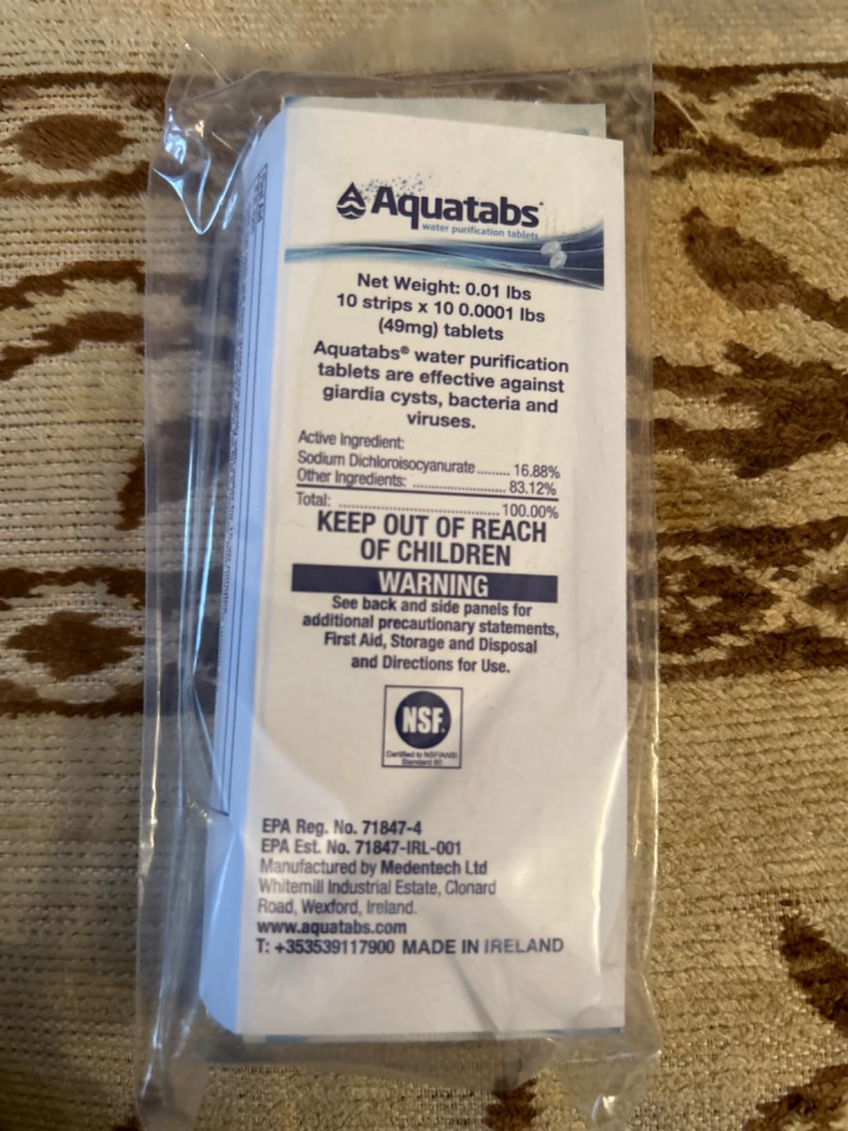 Aquatabs 49mg Water Purification Tablets (50 Pack). Water Filtration System for Hiking, Backpacking, Camping, Emergencies, Survival, and Home-Use. Easy to Use Treatment and Disinfection. Customer Review Aquatabs 49mg Water Purification Tablets (50 Pack). Water Filtration System for Hiking, Backpacking, Camping, Emergencies, Survival, and Home-Use. Easy to Use Treatment and Disinfection. - Customer Photo 2