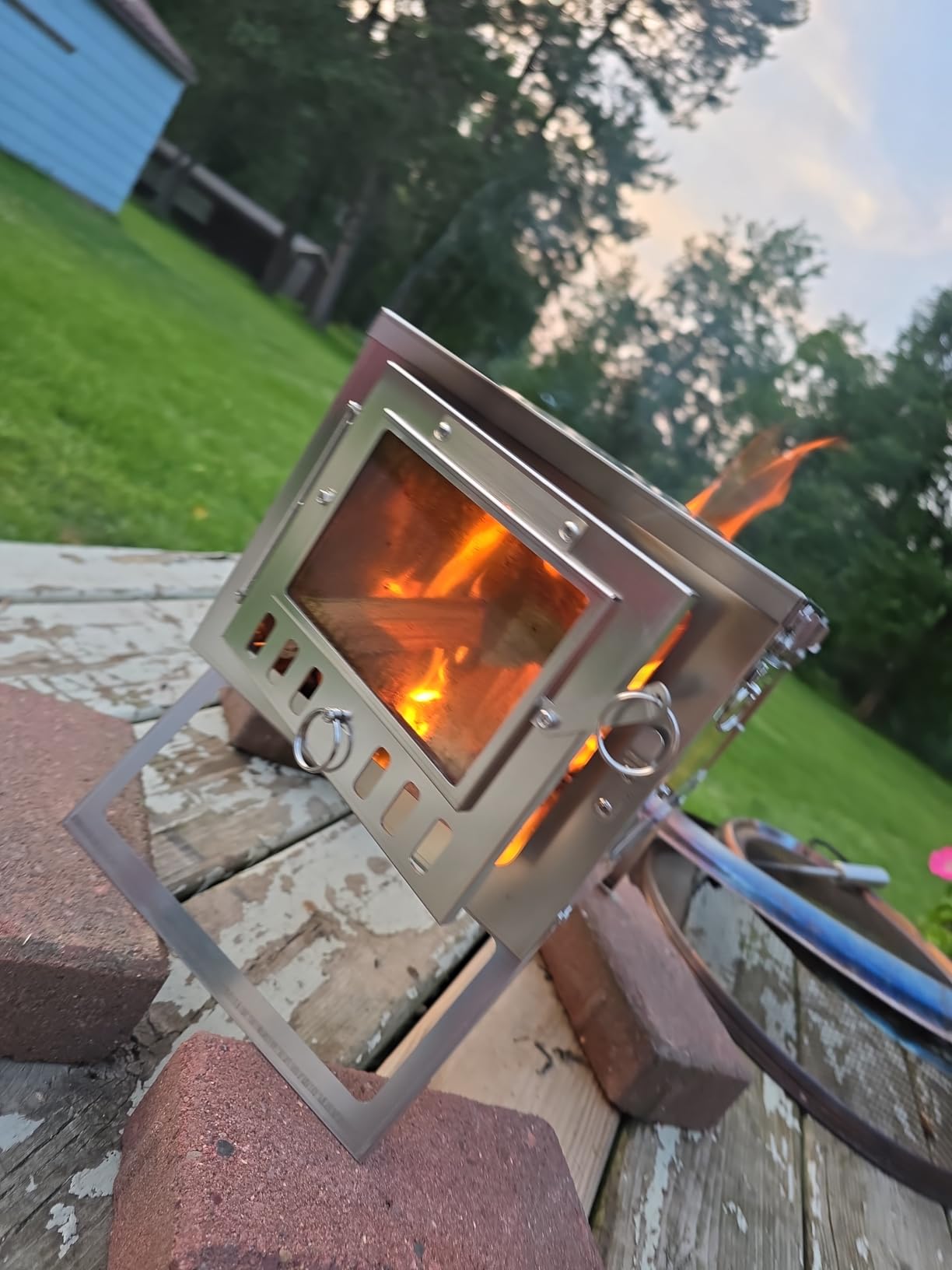 DANCHEL OUTDOOR S6/SSG Portable Folding Hot Tent Camping Stove, 304 Stainless Steel Small Tent Wood Stove with 7.2ft Pipe - Customer Photo 2