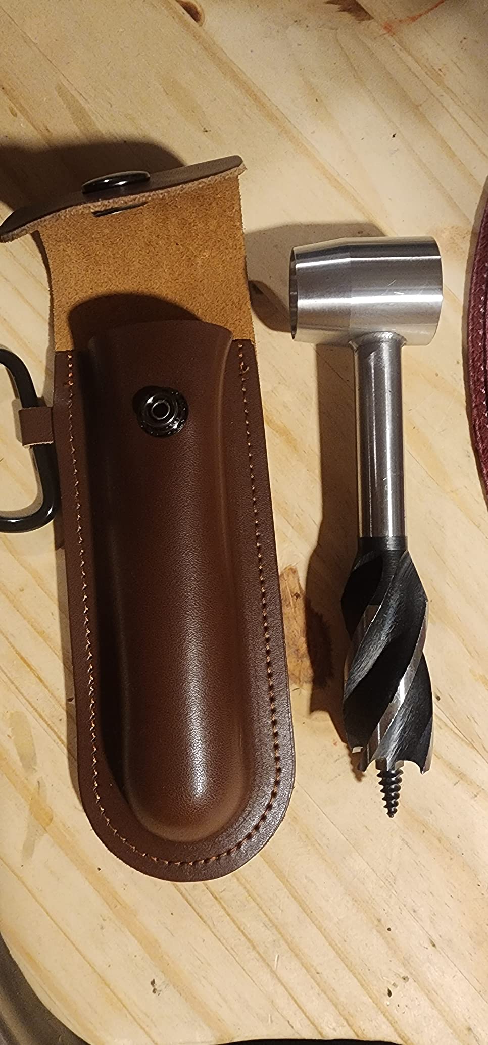 Bushcraft Gear for Survival Settlers Bushscraft Hand Auger Wrench with Flint Scotch Eye Wood Drill Peg and Manual Hole Maker Multitool with leather Case Camping Bushcrafting and Outdoor Backpacking - Customer Photo 2