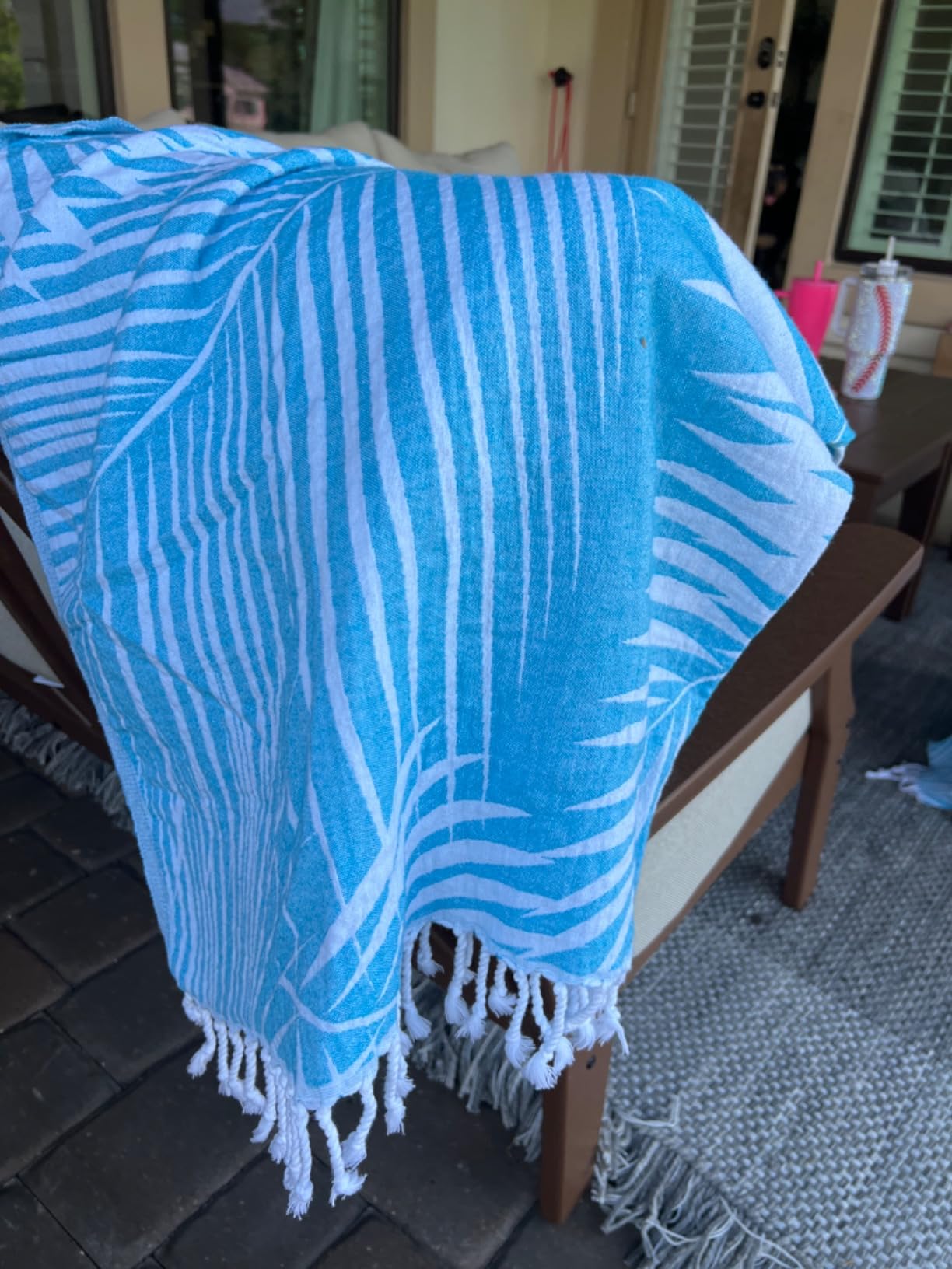 Nova Blue Surf Poncho – Navy & White Striped Surf Poncho Men – Large Adult Hooded Beach Towel Adult (33 x 44) – 100% Turkish Cotton Surf Towel Changing Robe for Surf Beach Pool and Swim - Customer Photo 1