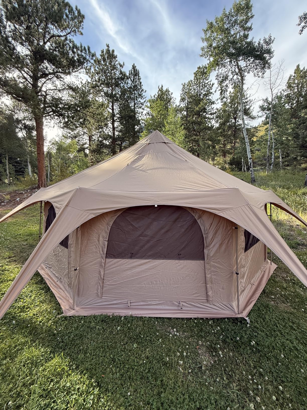 MC TOMOUNT Canvas Tent Bell Tent 16.4ft*High9.2ft with Stove Jack for Glamping Family Camping Zipped Removable Floor - Customer Photo 2
