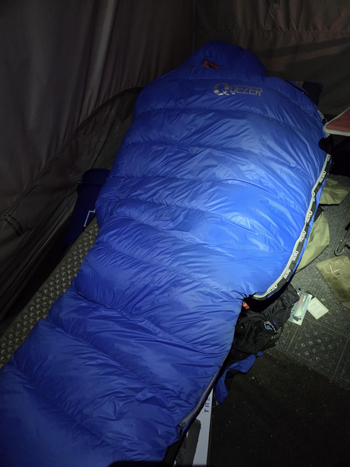 QEZER Down Sleeping Bag for Adults 0°F 10°F 15°F 20°F Backpacking Sleeping Bag for Cold Weather with Compression Sack - Customer Photo 1