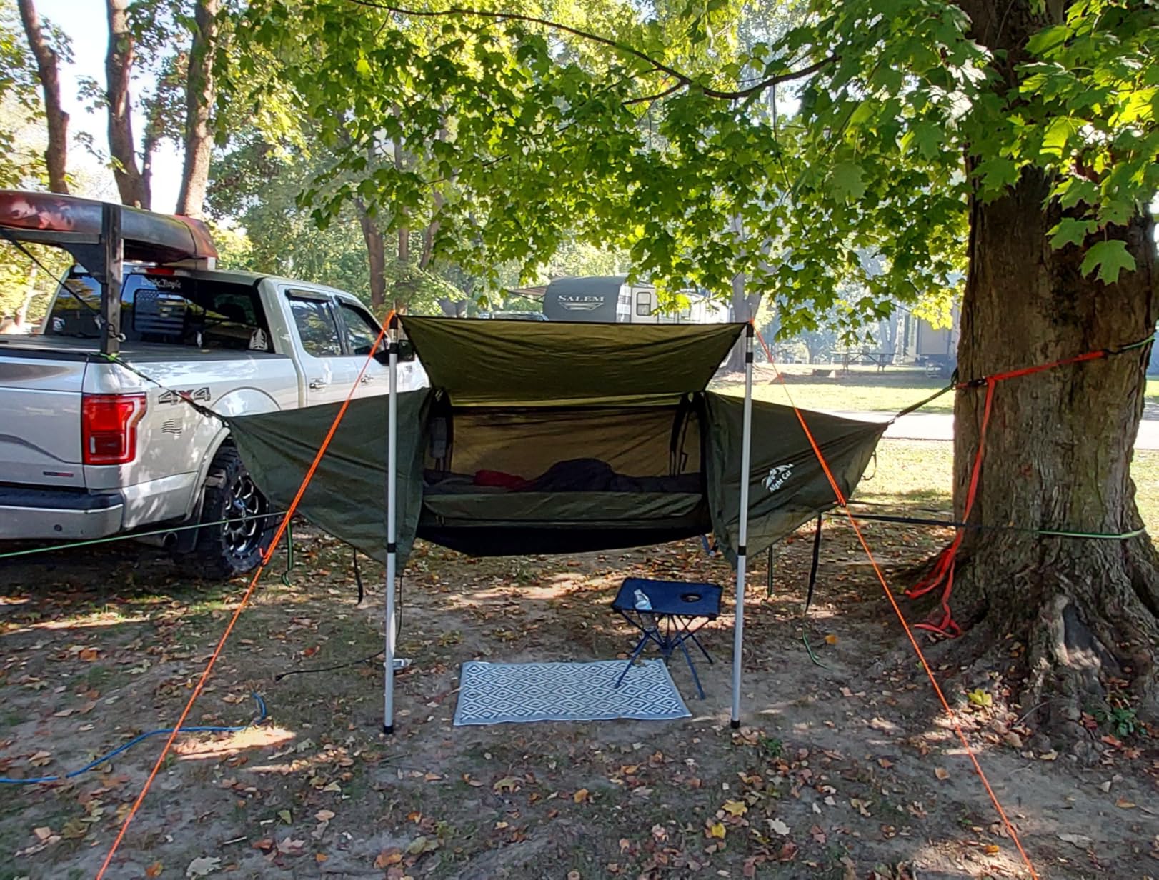 Night Cat Flat Lay Hammock Tent with Mosquito Net Waterproof Rainfly for 1 Person Backpacking Hiking Camping Lightweight 330LBS 87x28x19in - Customer Photo 4