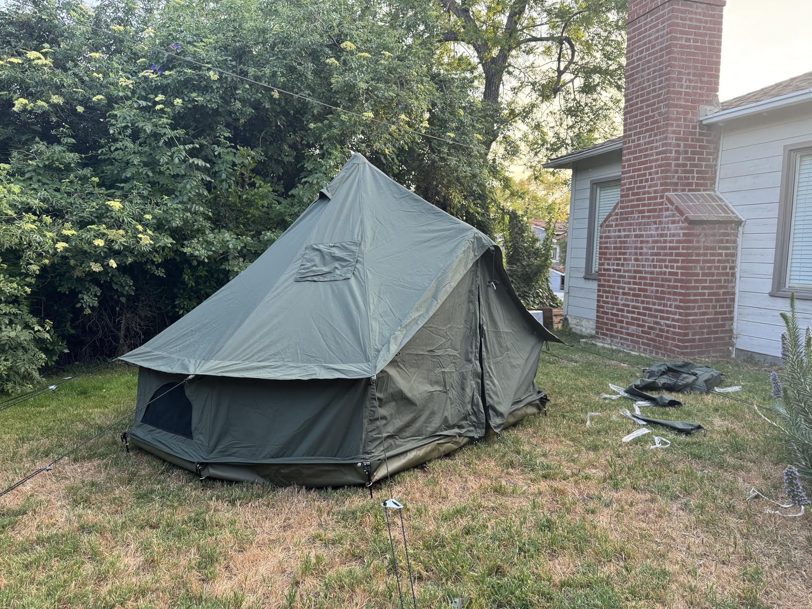 WaldZimmer Cotton Canvas Bell Tent with Stove Jack, Roomy Yurt for Family Glamping Camping, 4 Season Tent with Zipped Removable Floor Customer Review WaldZimmer Cotton Canvas Bell Tent with Stove Jack, Roomy Yurt for Family Glamping Camping, 4 Season Tent with Zipped Removable Floor - Customer Photo 4