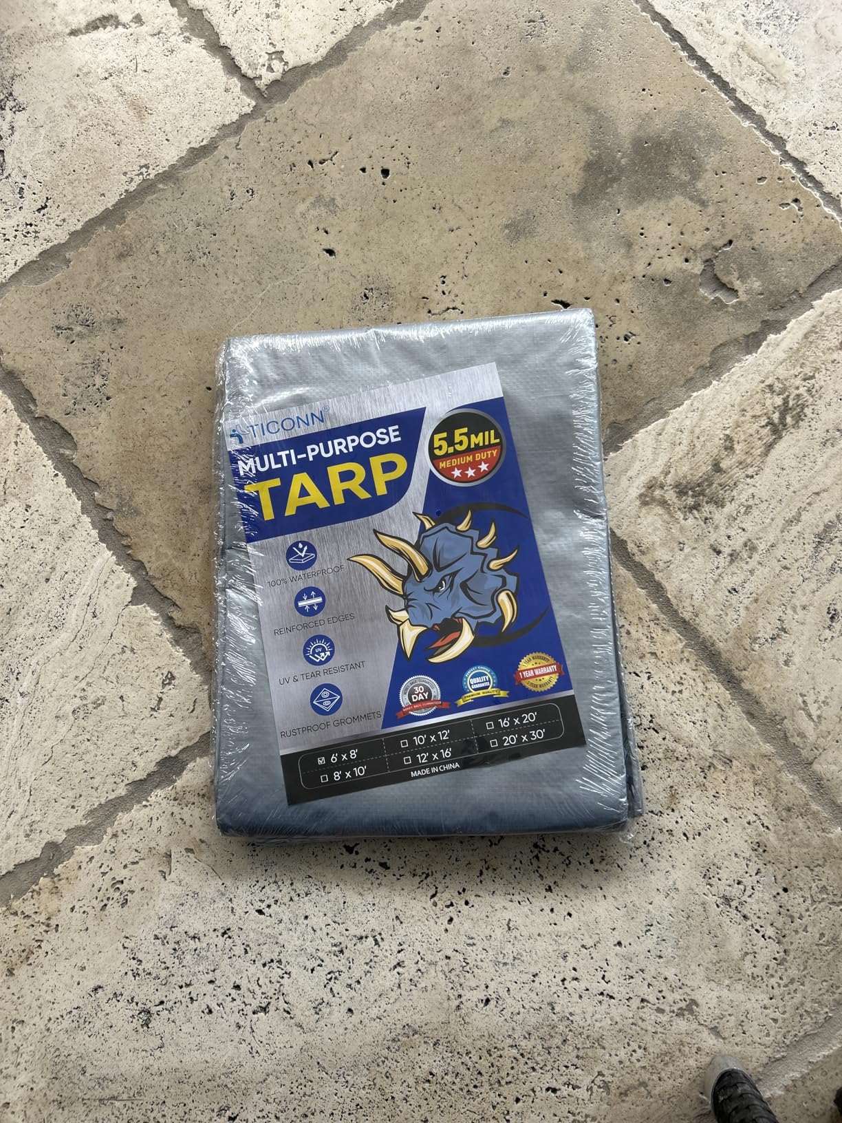 TICONN Heavy Duty Tarp Cover, Extra Thick Tarps Waterproof Tear and Rip Proof UV Resistant Tarpaulin with Reinforced Grommets and Edges (5.5 Mil, 6'x8') - Customer Photo 1