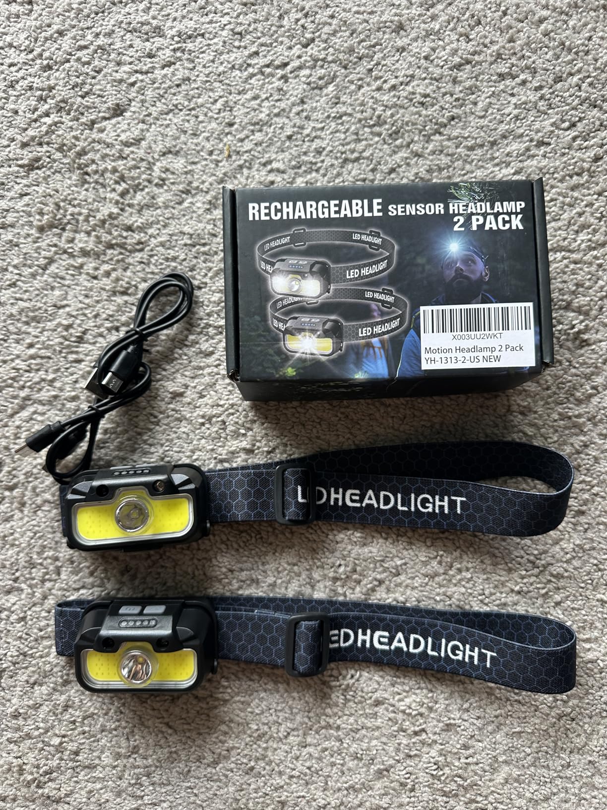 HOKOILN LED Headlamp Rechargeable with Green & Red Light -1300 Lumen Ultra-Bright Flashlight Headlight for Camping, Running, Hiking, Fishing - Waterproof Motion Sensor with 7 Modes - Customer Photo 2