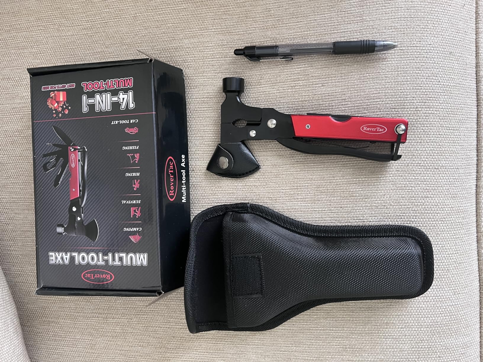 RoverTac 14-in-1 Multitool Camping Axe – Multi Tool with Knife, Hammer, Saw, Screwdrivers, Bottle Opener – Camping Tool with Sheath – Tool Gifts for Men, Dad, Husband, and Outdoor Enthusiasts - Customer Photo 1