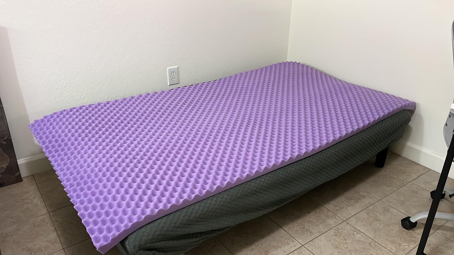 SINWEEK 2 Inch Egg Crate Memory Foam Mattress Topper Twin Size, Soft Mattress Pad for Back Pain Relief, Bed Topper, CertiPUR-US Certified - Customer Photo 1