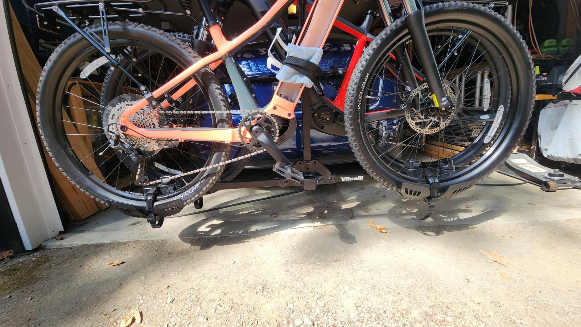 Vibrelli Hitch Bike Rack - 2 Ebike Rack - Fits Fat Tire, Mountain Bike, Electric Bikes, Road - 65lbs per Bike - Patented Anti-Wobble - Cars & SUV - Tilting Folding Platform Car Racks, 2-Inch Receiver Customer Review Vibrelli Hitch Bike Rack - 2 Ebike Rack - Fits Fat Tire, Mountain Bike, Electric Bikes, Road - 65lbs per Bike - Patented Anti-Wobble - Cars & SUV - Tilting Folding Platform Car Racks, 2-Inch Receiver - Customer Photo 2