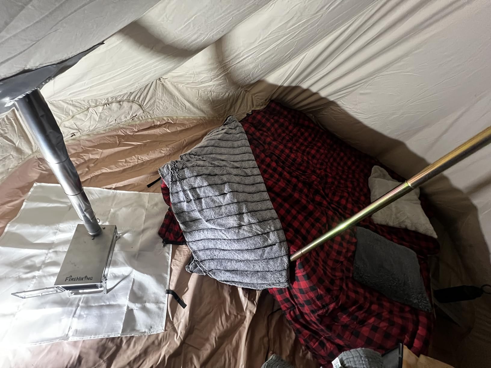 VANFOND Canvas Bell Tent With Stove Jack - Waterproof and Breathable Yurt, Glamping Tent With Detachable Groundsheet for Camping Party - Customer Photo 1