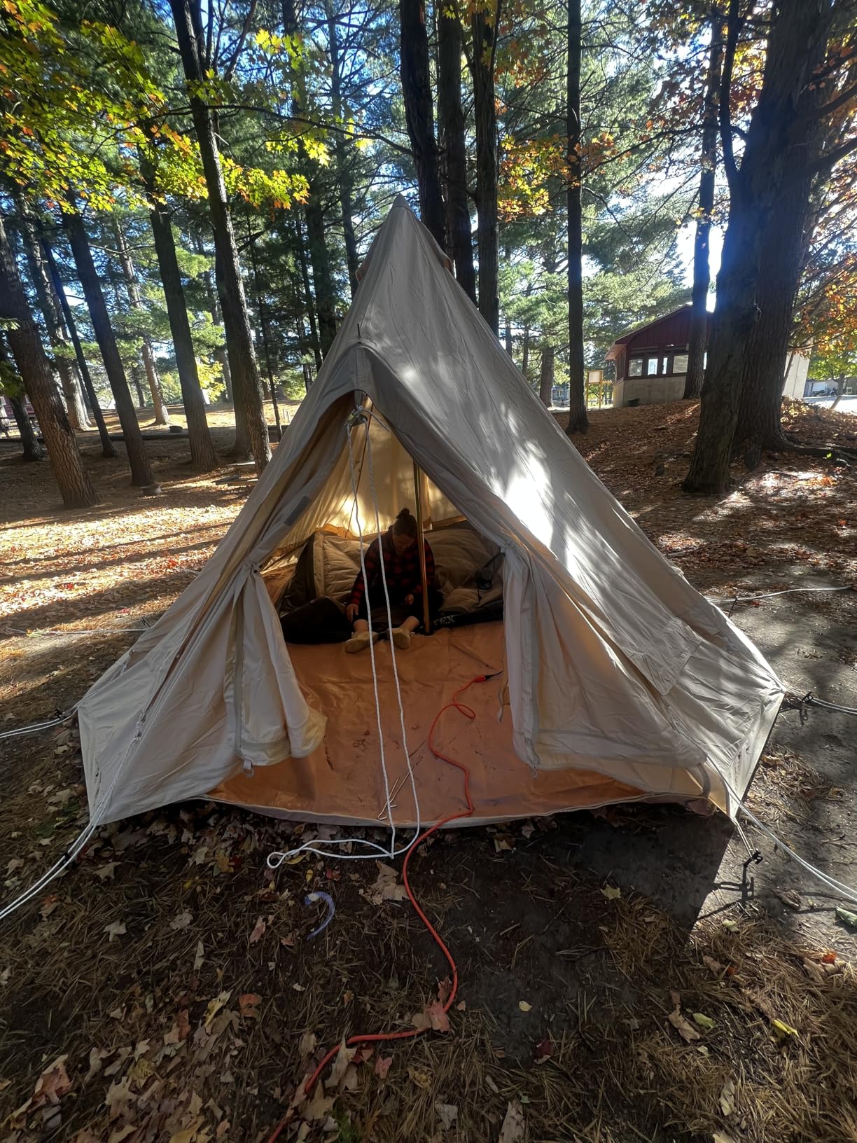 VANFOND Canvas Bell Tent With Stove Jack - Waterproof and Breathable Yurt, Glamping Tent With Detachable Groundsheet for Camping Party - Customer Photo 2
