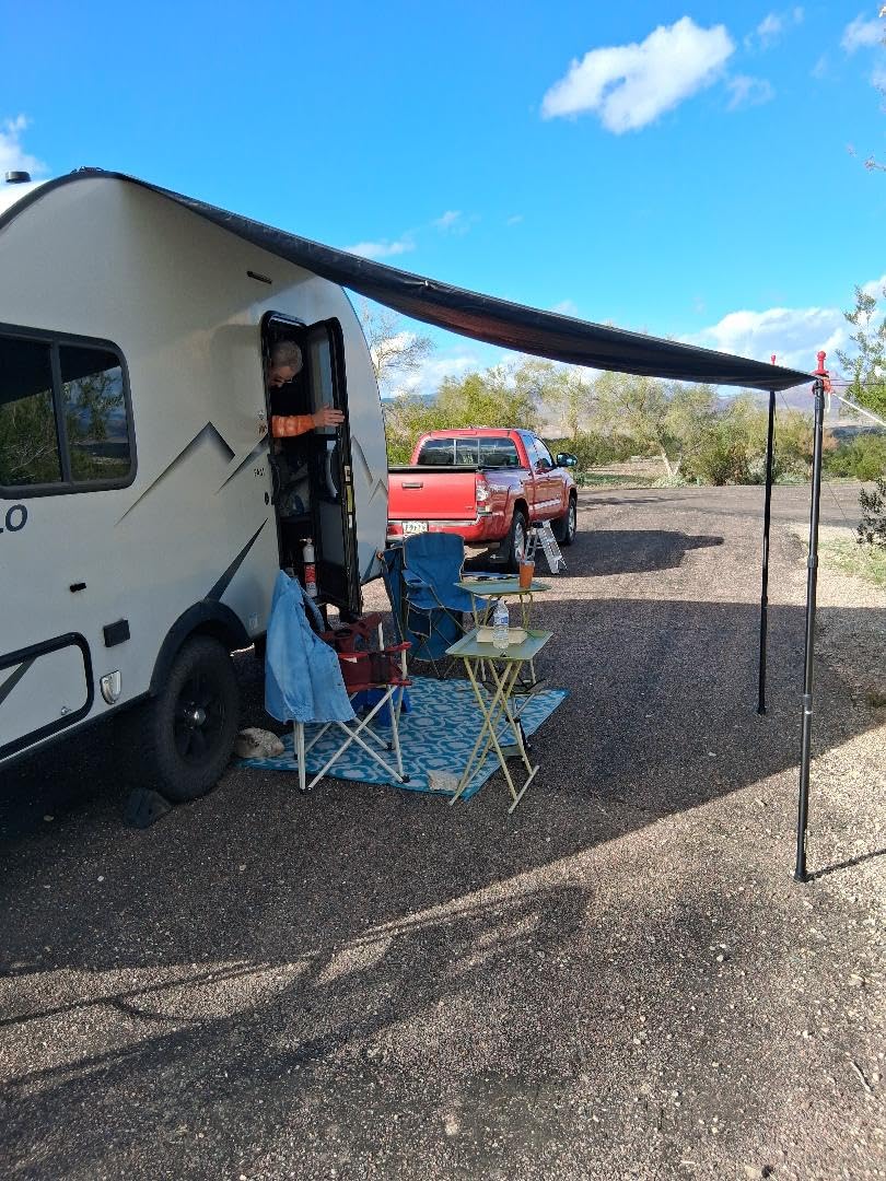 Tarp Poles Heavy Duty Adjustable, AVOFOREST Aviation Aluminum 8.7FT Tent Poles Lengthen and Thicken with Protection Cap Awning Poles Set of 2 for Hiking - Customer Photo 1