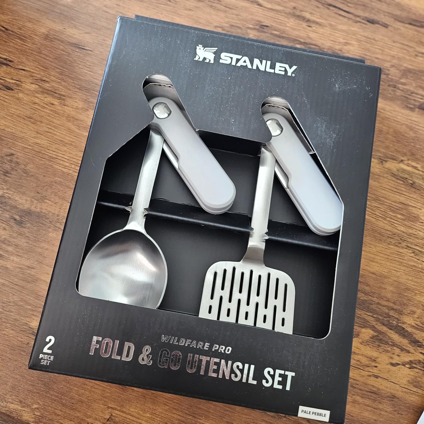 Stanley Wildfare Pro Stainless Steel Fold & Go Utensil Set | Folding Spatula and Spoon | Packable Outdoor Cookware | Camping Essentials for Your Camp Kitchen | BPA-Free | Pale Pebble & Stone - Customer Photo 1