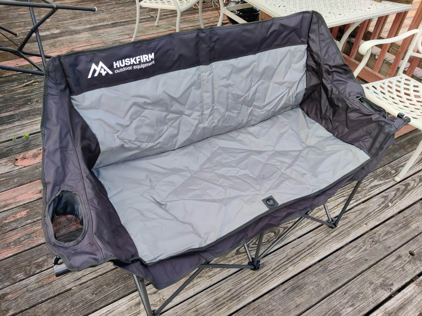 Huskfirm 2 Person Camping Chair Oversized Loveseat Camping Chair Double Camping Chairs for Adults Heavy Duty Camping Couch Black Outdoor Folding Chair Portable Patio Lawn Chair - Customer Photo 2