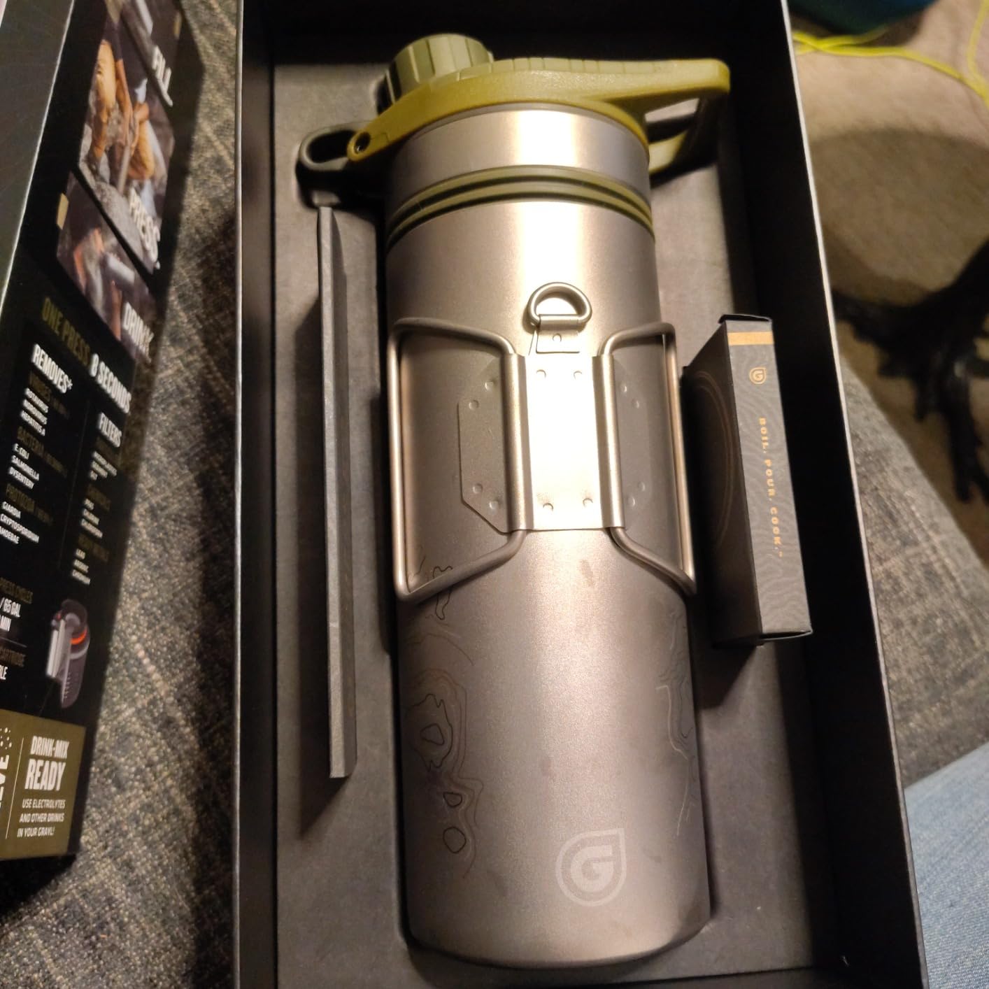 GRAYL GeoPress Titanium 24 oz Water Purifier Bottle with Cooking Lid - Filter for Hiking, Camping, Survival, Travel - Customer Photo 2