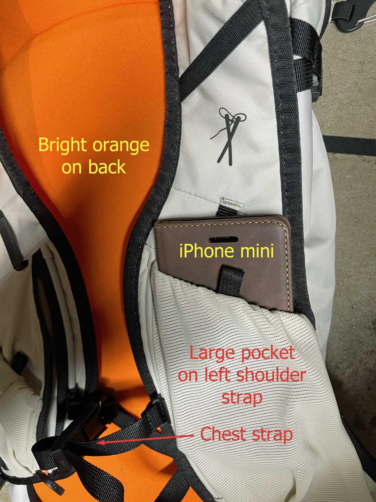 Osprey Firn 18L Ski and Snowboard Backpack, Sandy Grey/Tequila Orange, Small/Medium - Customer Photo 2
