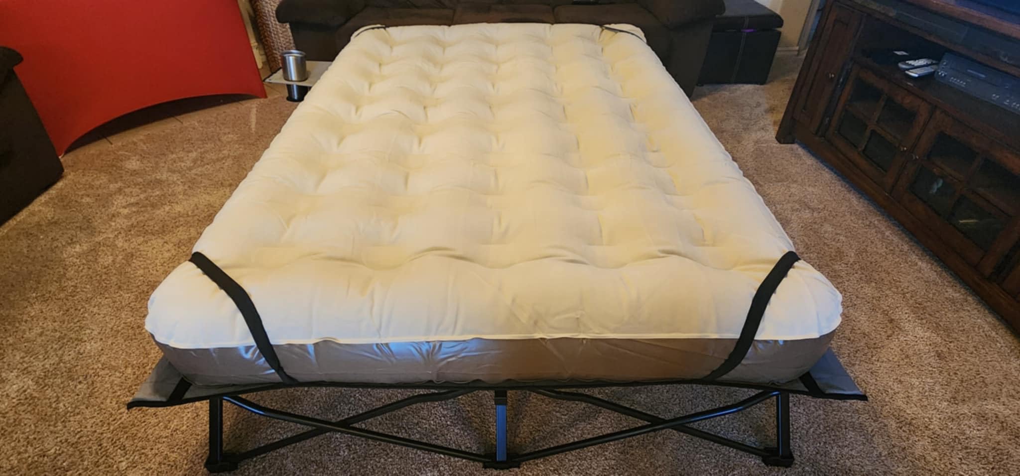 Naturehike Queen-Sized Airbed Cot Combo, Folding 2 Person Camping Cot with Air Mattress, Side Table and Wheeled Carry Bag - Customer Photo 2