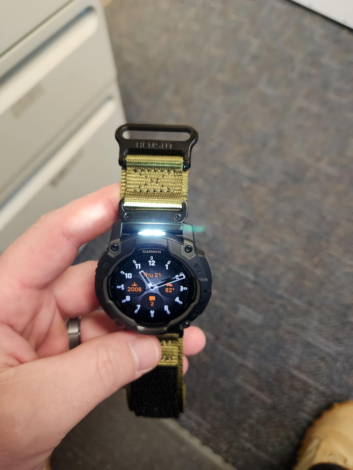 Garmin Instinct 3 45mm, Solar Charged Display, Rugged Outdoor GPS Smartwatch, Metal-Reinforced Bezel, Built-in Flashlight, Black - Customer Photo 2