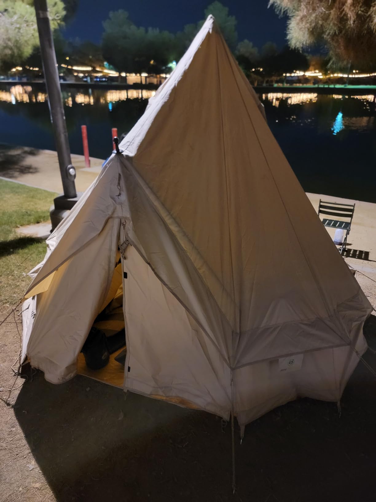 Canvas Bell Tent Yurt Tent 4 Seasons for Camping 100% Cotton Glamping Tents with Stove Jack, Family Camping Outdoor Hunting Party Customer Review Canvas Bell Tent Yurt Tent 4 Seasons for Camping 100% Cotton Glamping Tents with Stove Jack, Family Camping Outdoor Hunting Party - Customer Photo 1