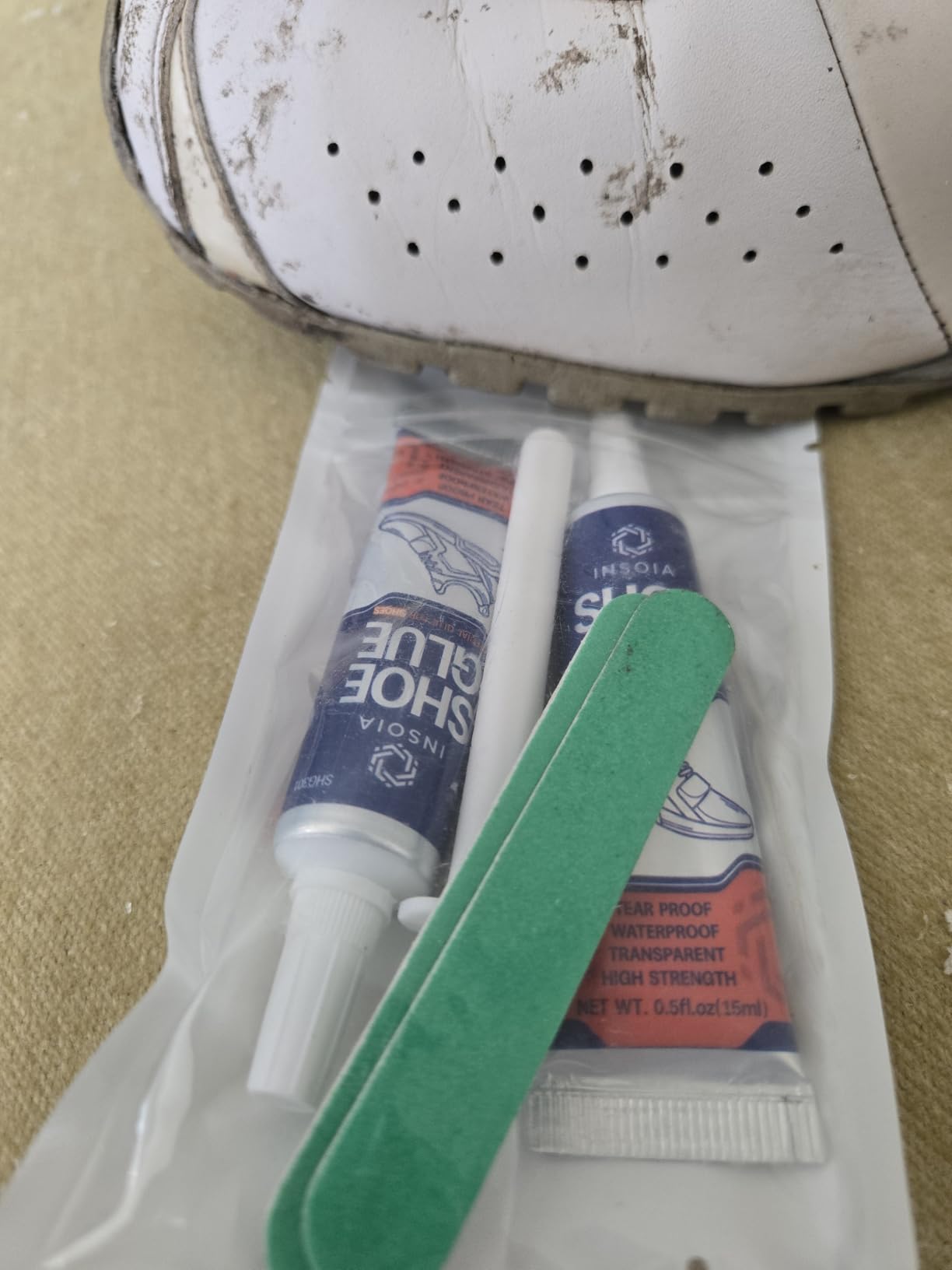 INSOIA Shoe Glue Sole Repair Kit, Heavy Duty Shoe Adhesive, Waterproof, Flexible, Clear-Drying for Sneakers, Boots, Leather, Rubber, Canvas and More - Dries Within 24 Hrs - Customer Photo 1
